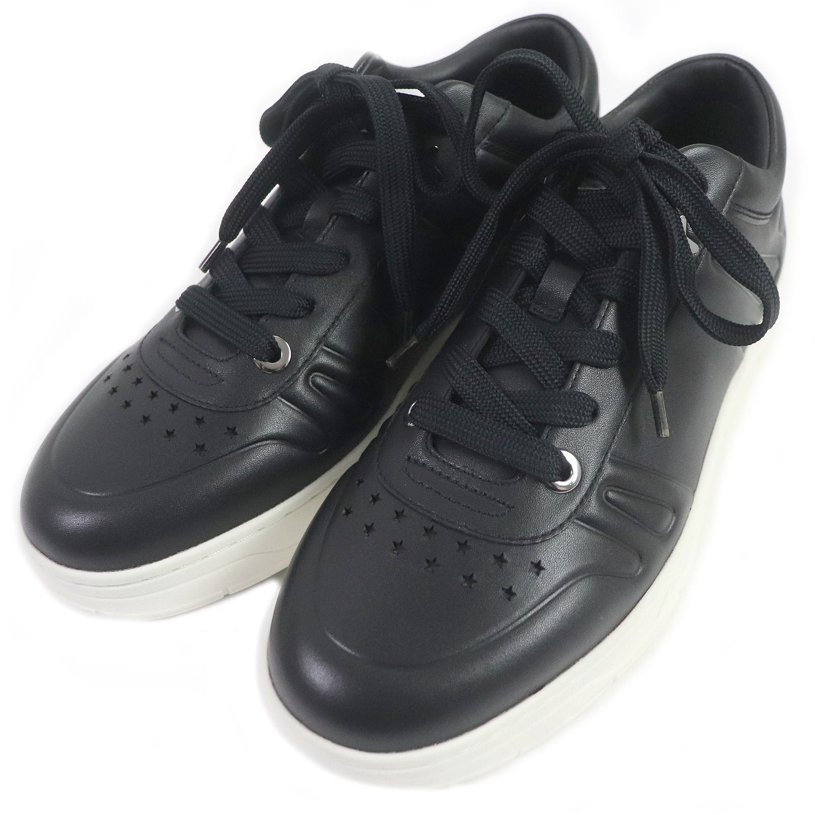 Jimmy Choo Hawaii Star Leather Sneakers Black