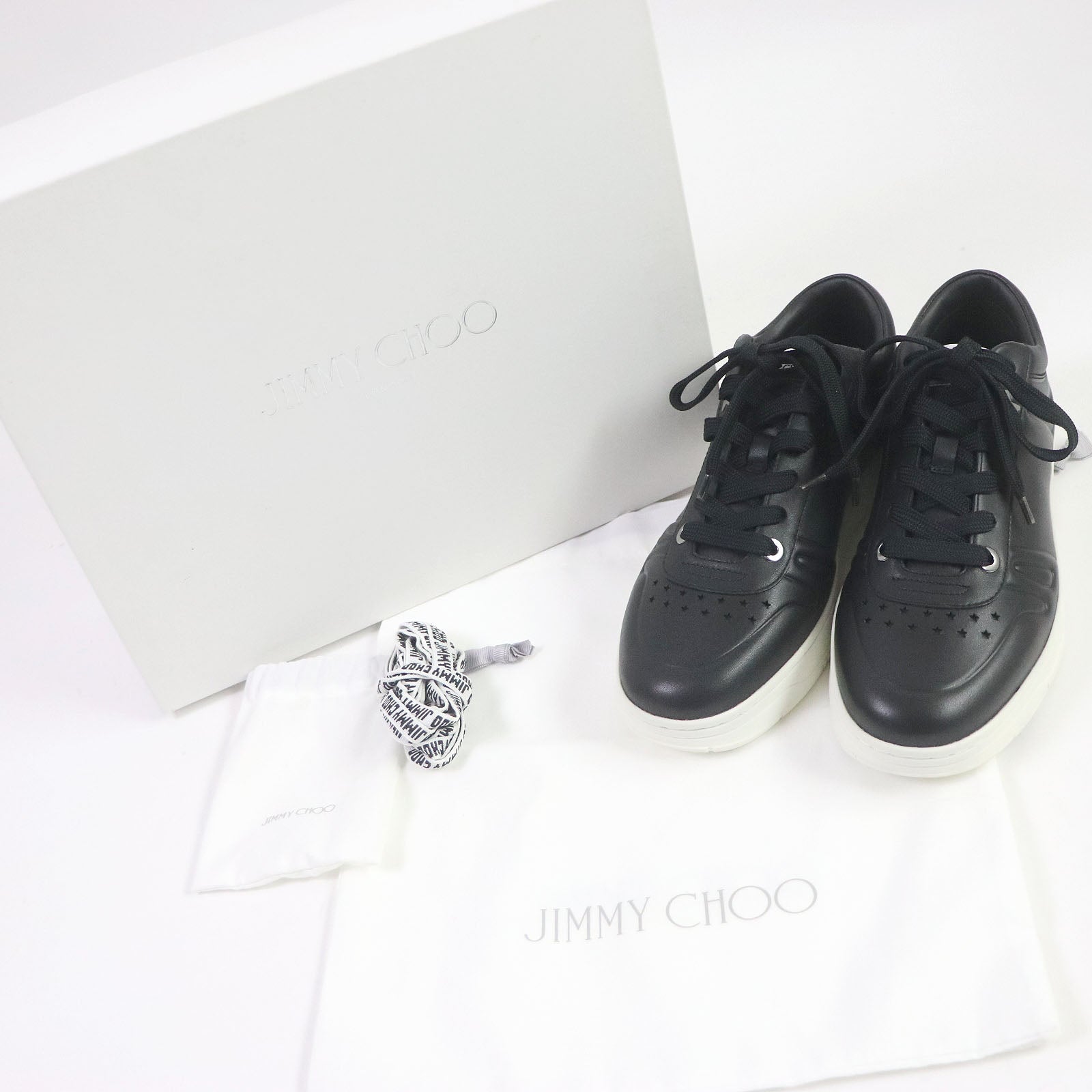 Jimmy Choo Hawaii Star Leather Sneakers Black