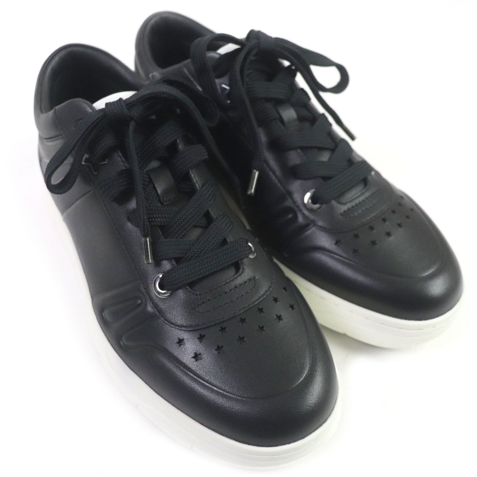 Jimmy Choo Hawaii Star Leather Sneakers Black