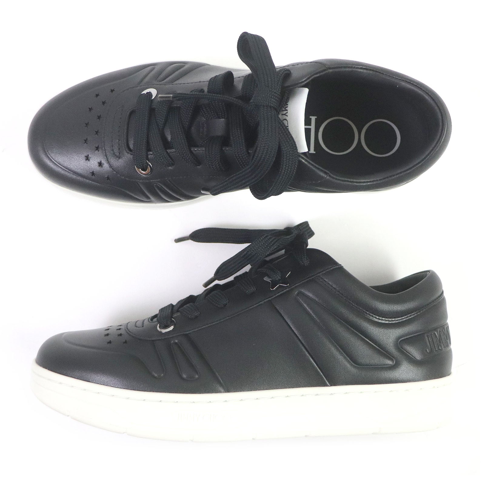 Jimmy Choo Hawaii Star Leather Sneakers Black