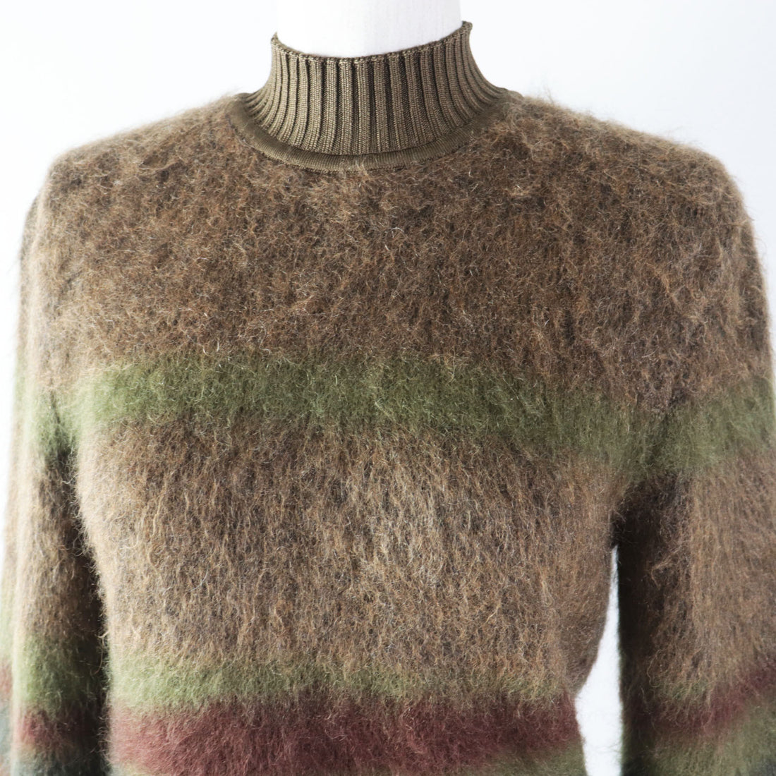 HERMES Wool Mohair Silk Cashmere Knit Brown 40