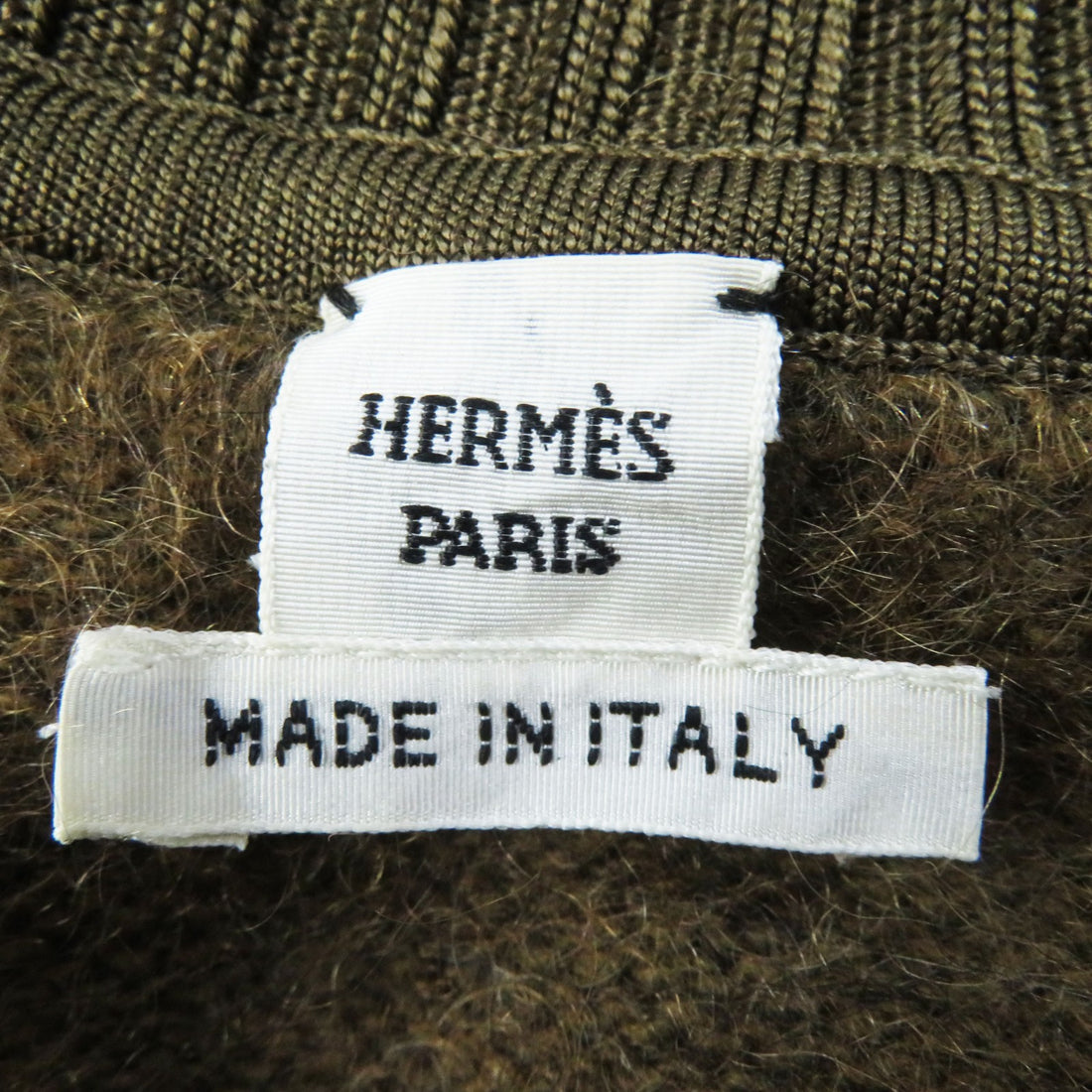 HERMES Wool Mohair Silk Cashmere Knit Brown 40