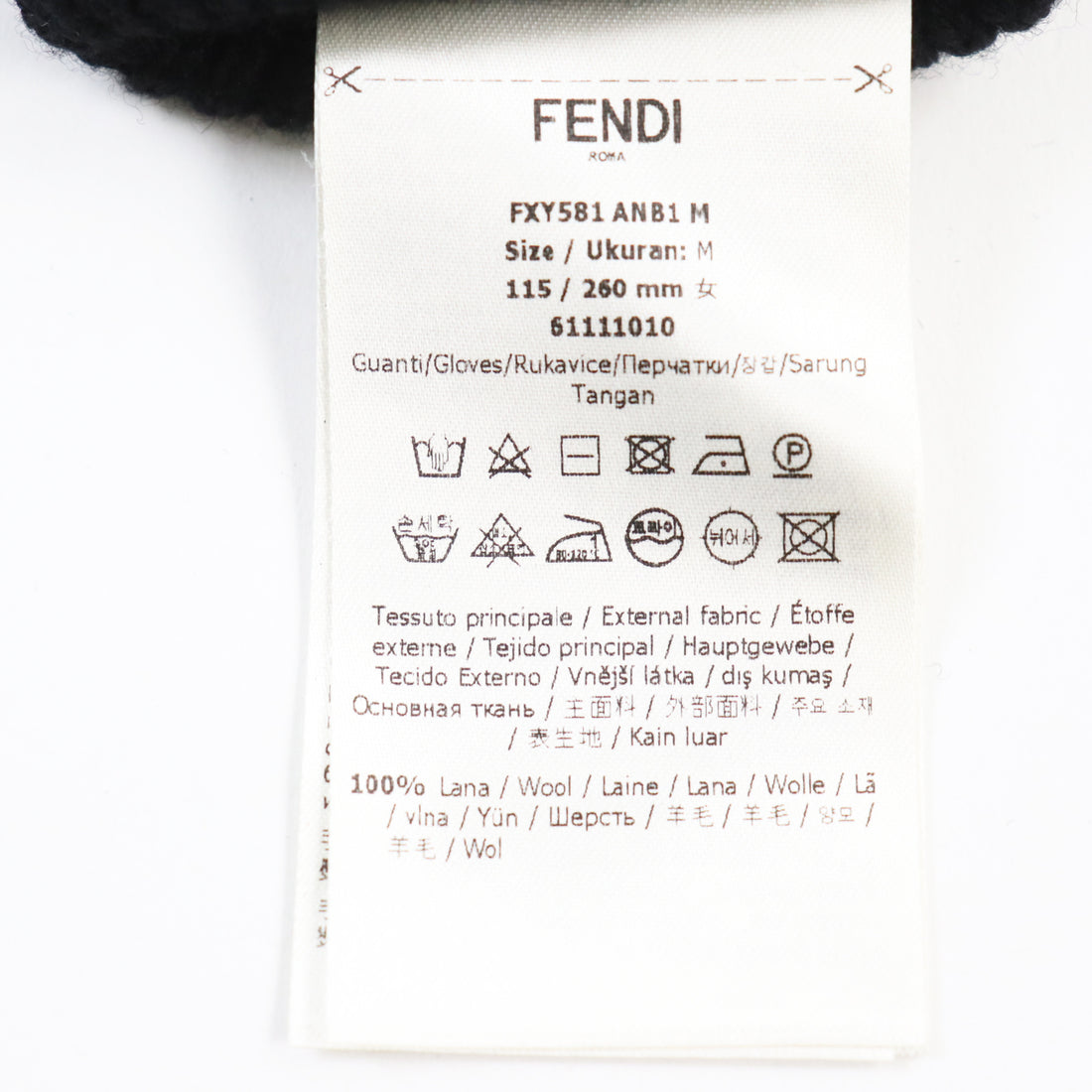 Fendi Wool Nylon Bucket Gloves Black M