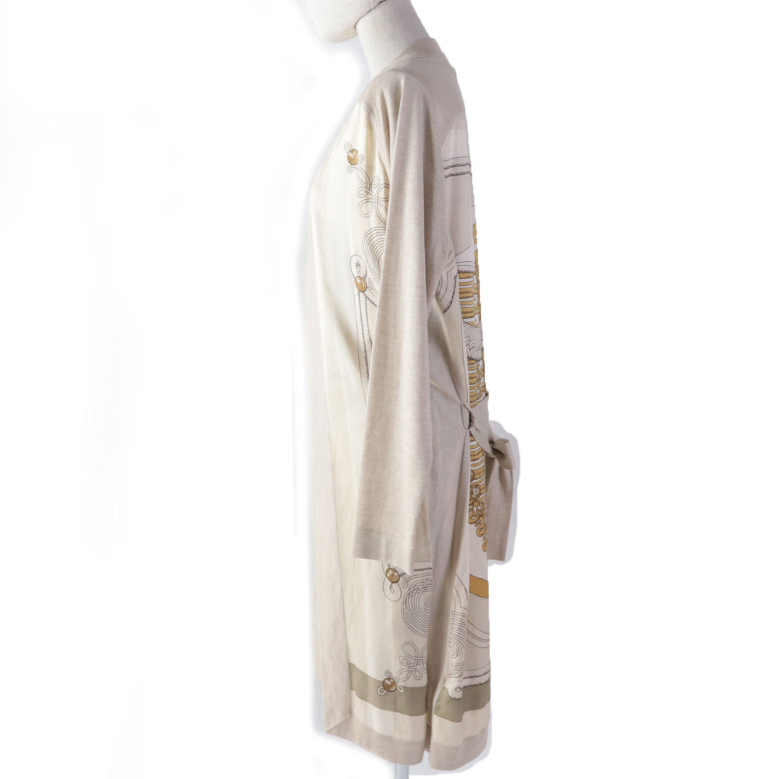 Hermes Silk Long Cardigan Dress Beige