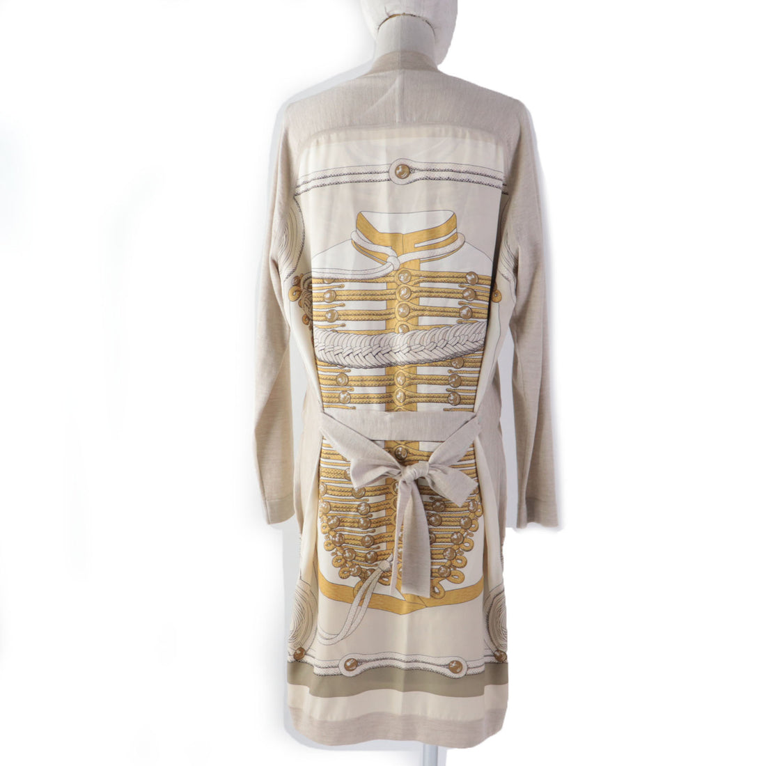 Hermes Silk Long Cardigan Dress Beige