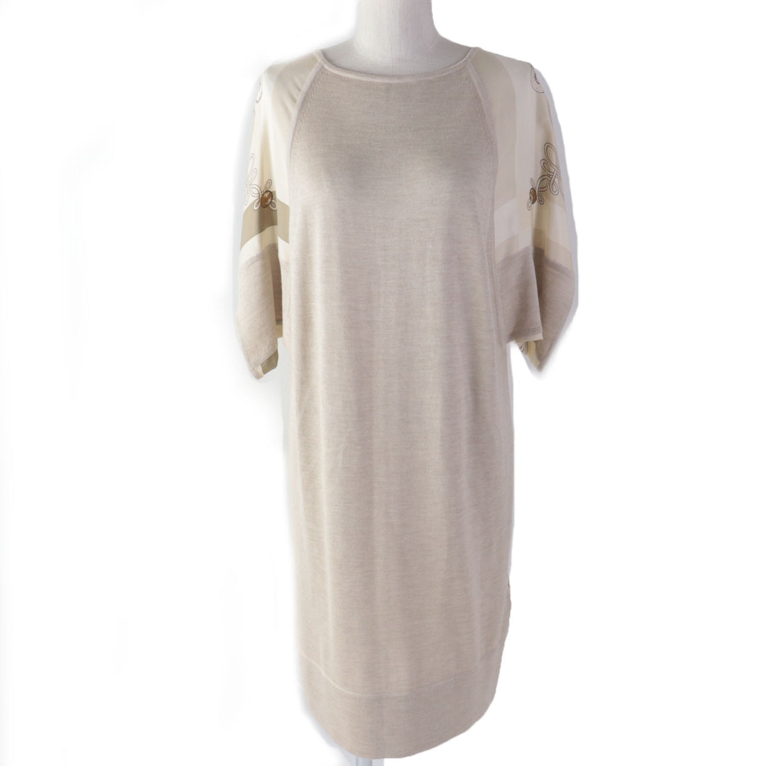 Hermes Silk Long Cardigan Dress Beige