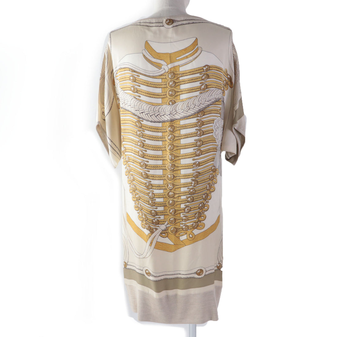 Hermes Silk Long Cardigan Dress Beige