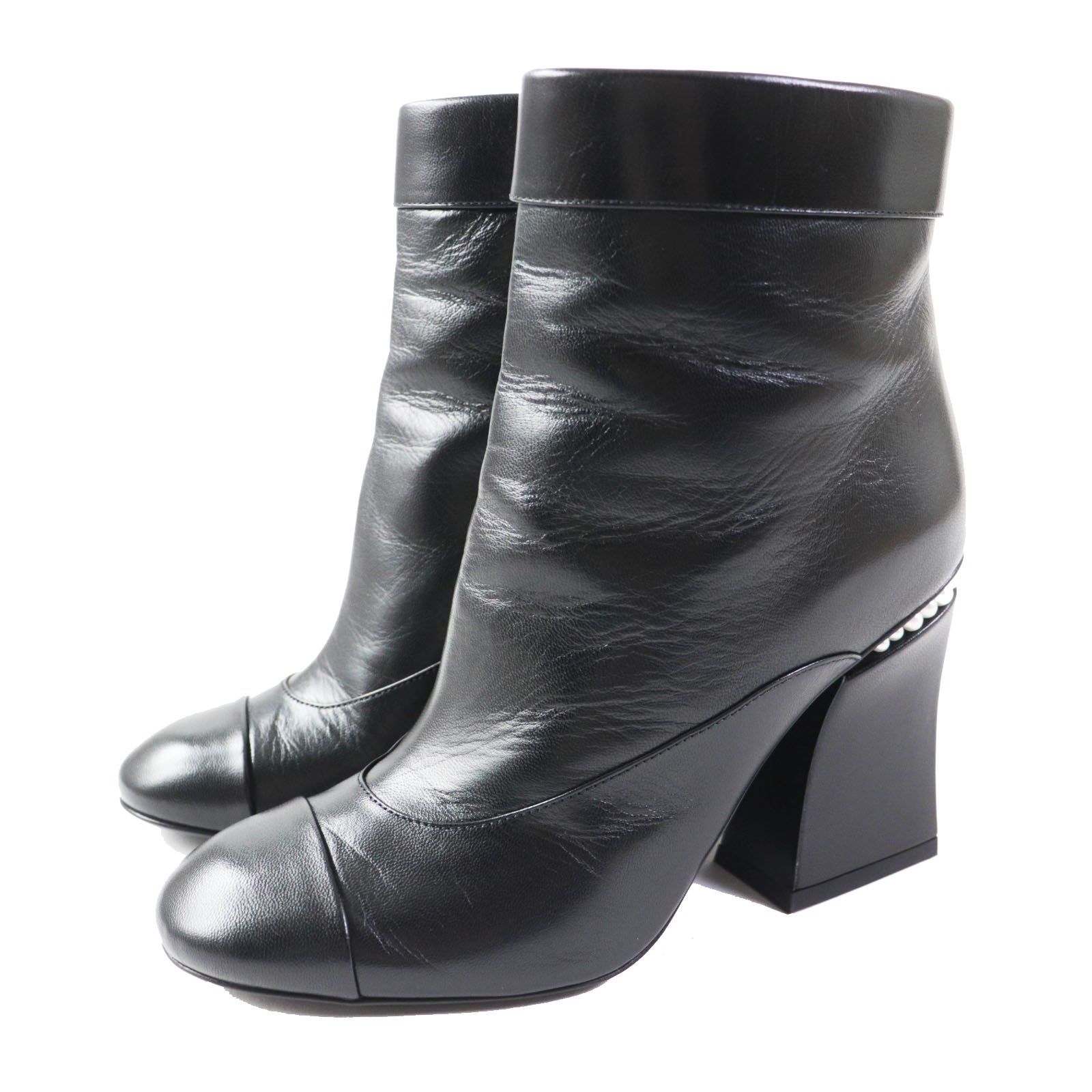 Chanel Ankle Boots Black Gold 36.5