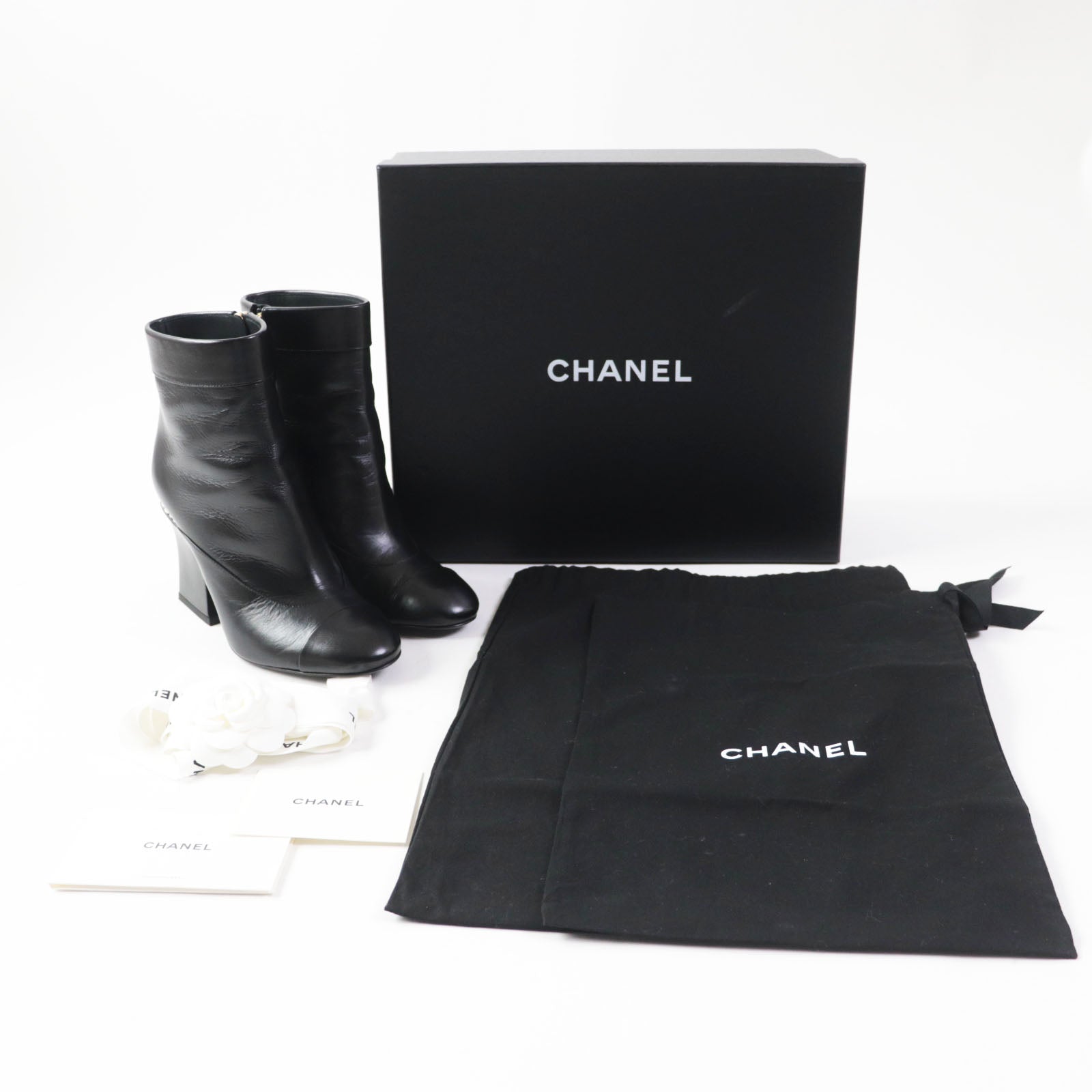 Chanel Ankle Boots Black Gold 36.5