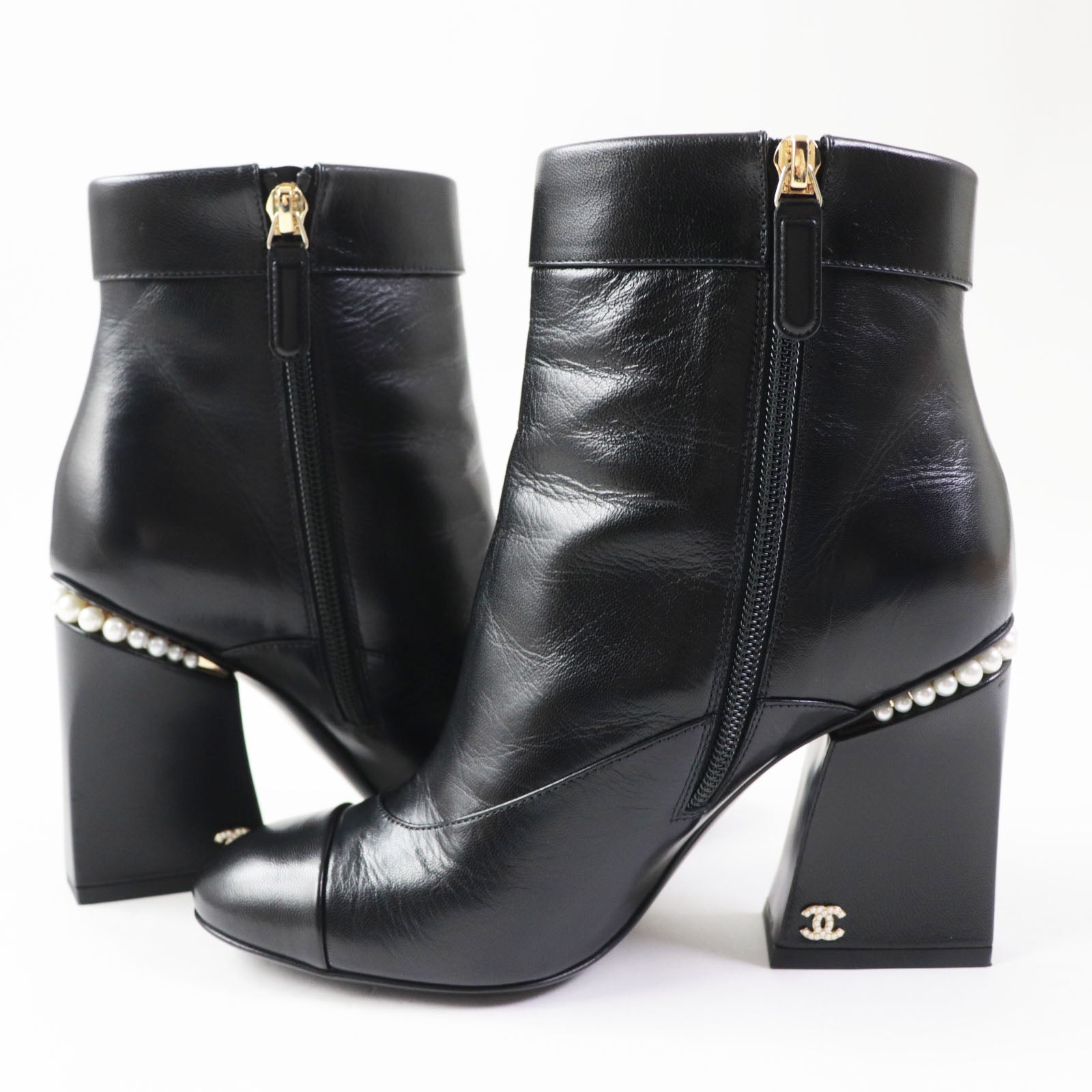 Chanel Ankle Boots Black Gold 36.5