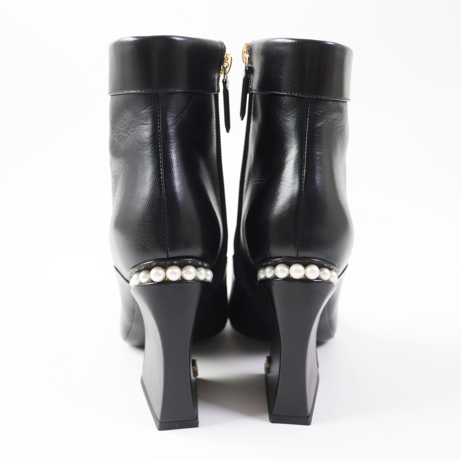 Chanel Ankle Boots Black Gold 36.5