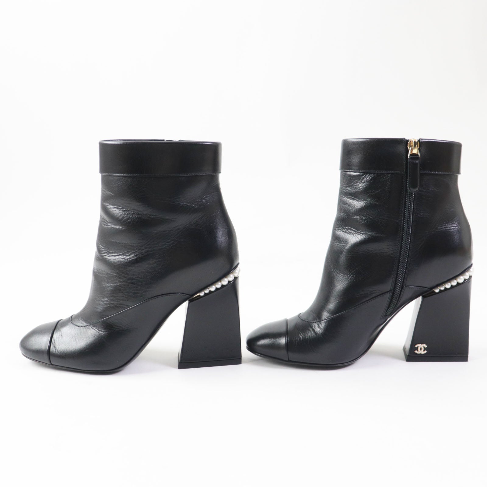 Chanel Ankle Boots Black Gold 36.5