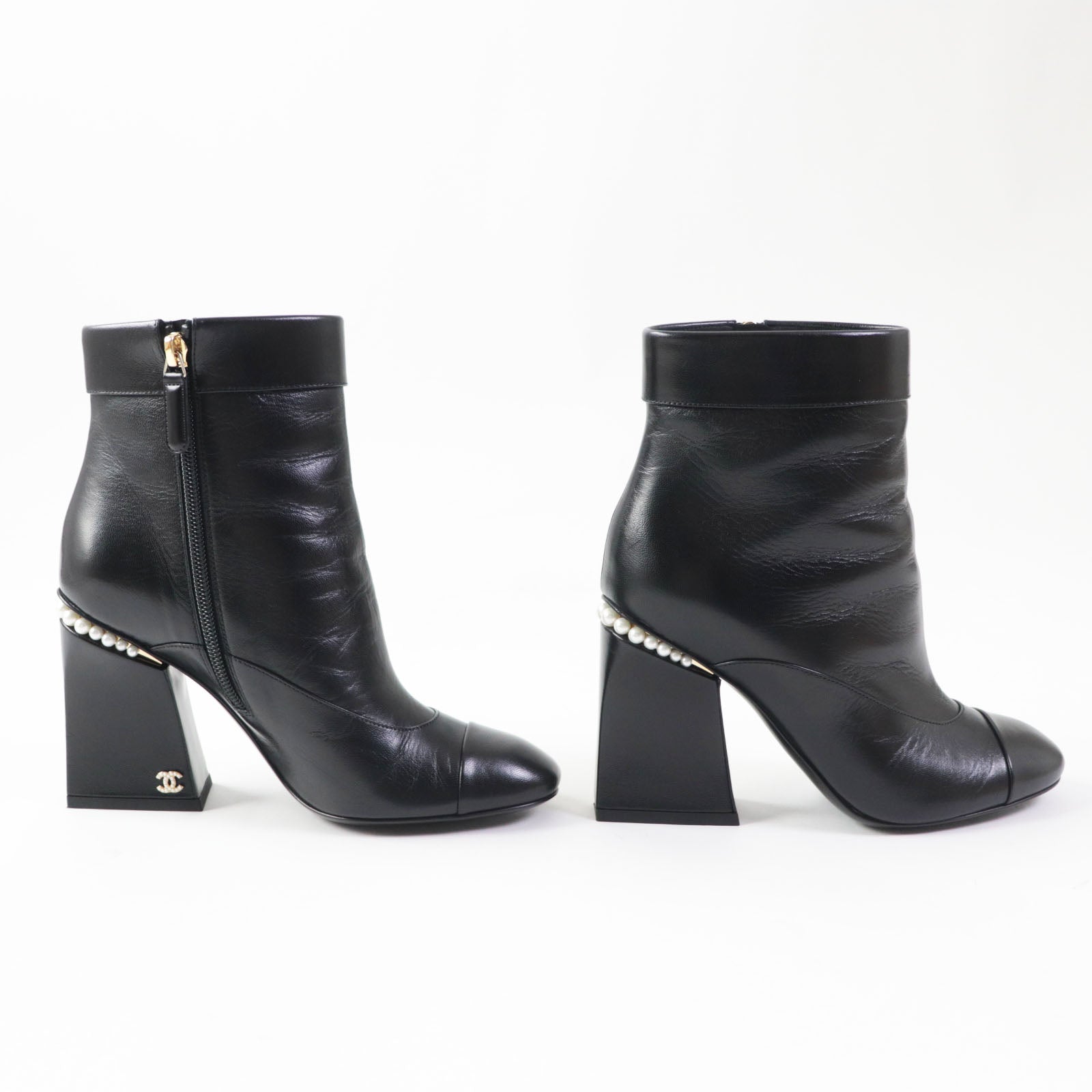 Chanel Ankle Boots Black Gold 36.5