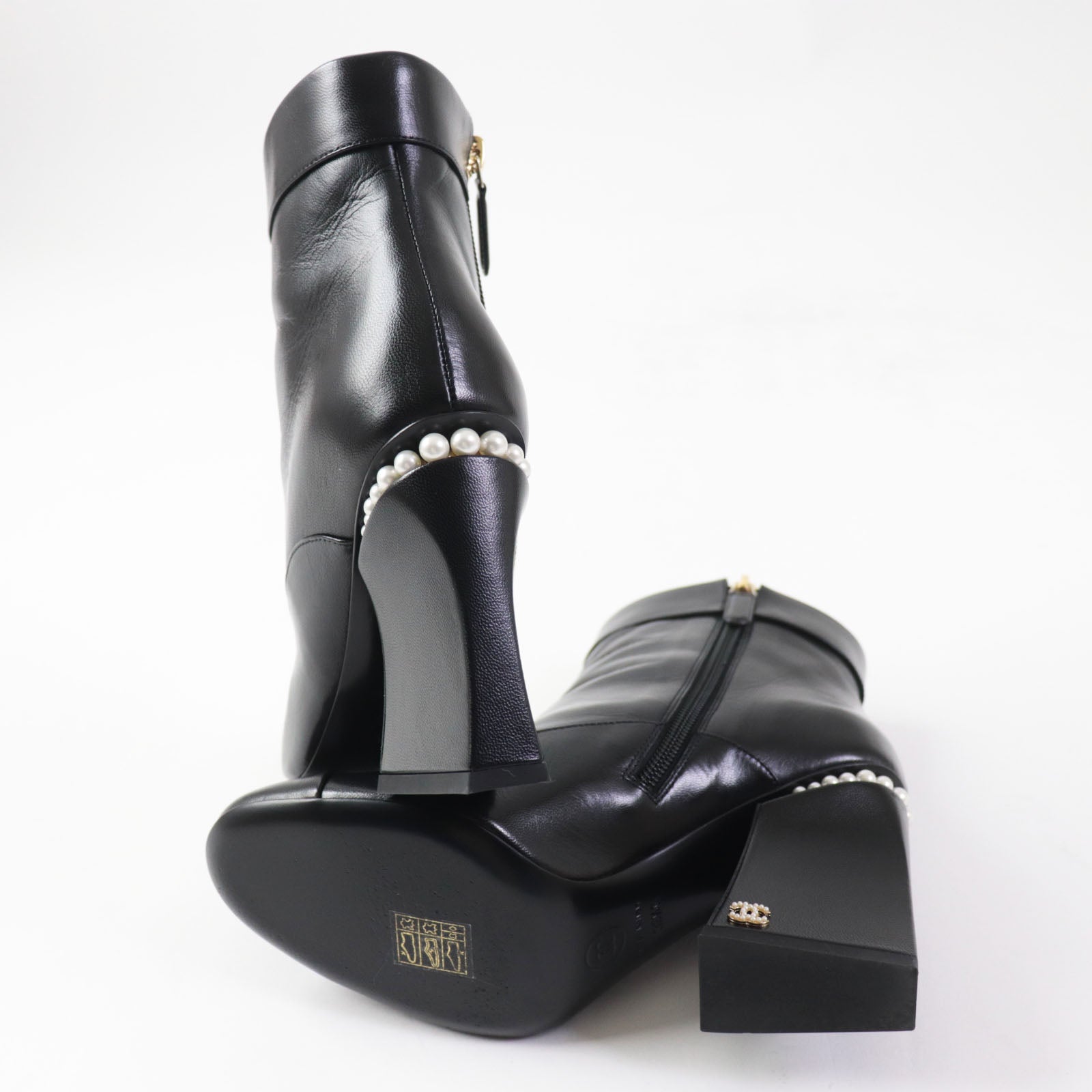 Chanel Ankle Boots Black Gold 36.5