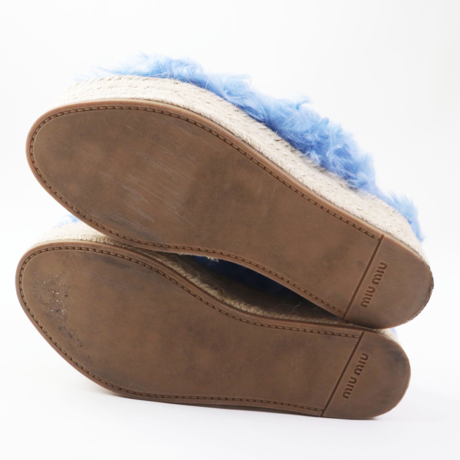 MIUMIU Espadrilles Eco Fur Cross Sandals Women