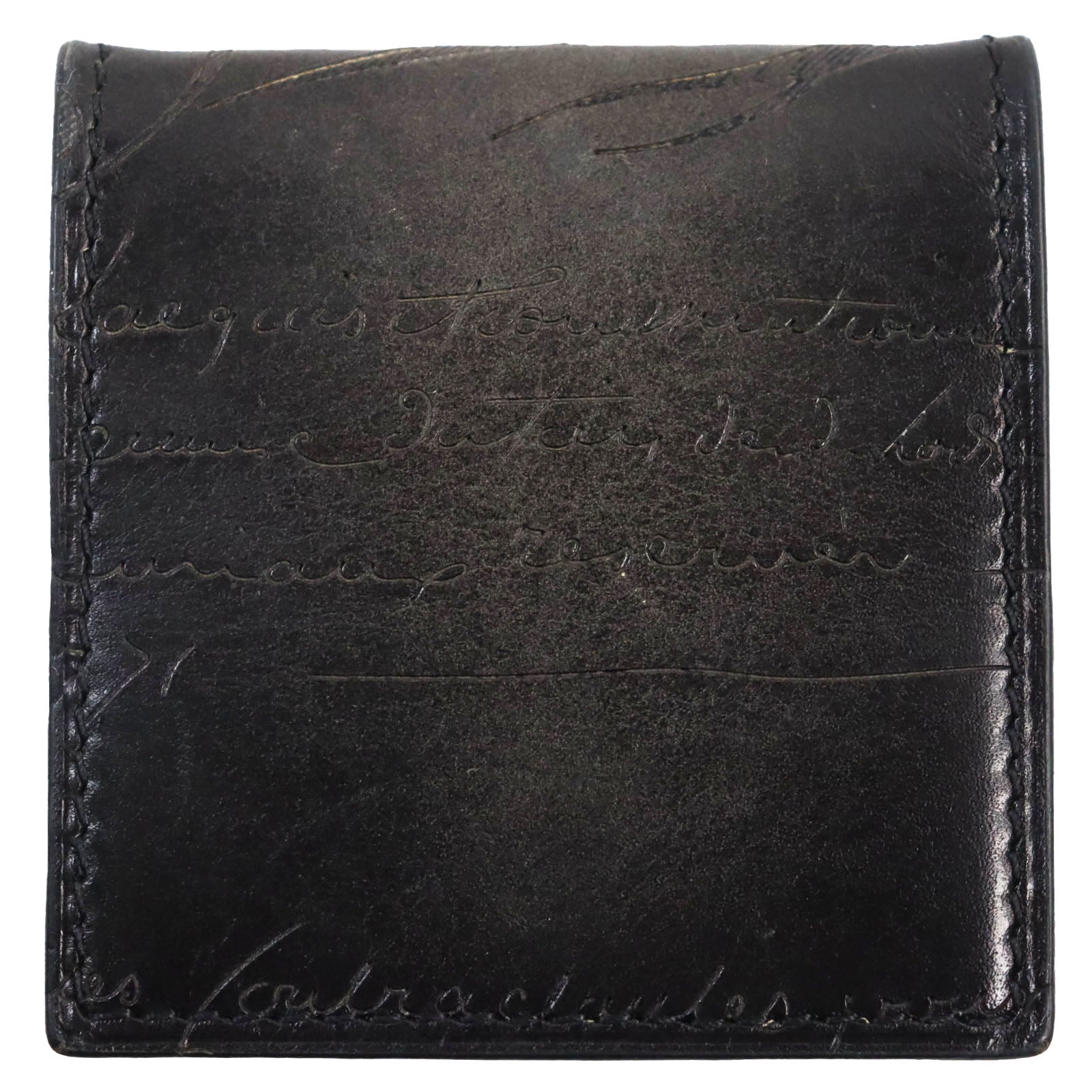 Berluti Scritto Leather Coin Purse Dark Gray