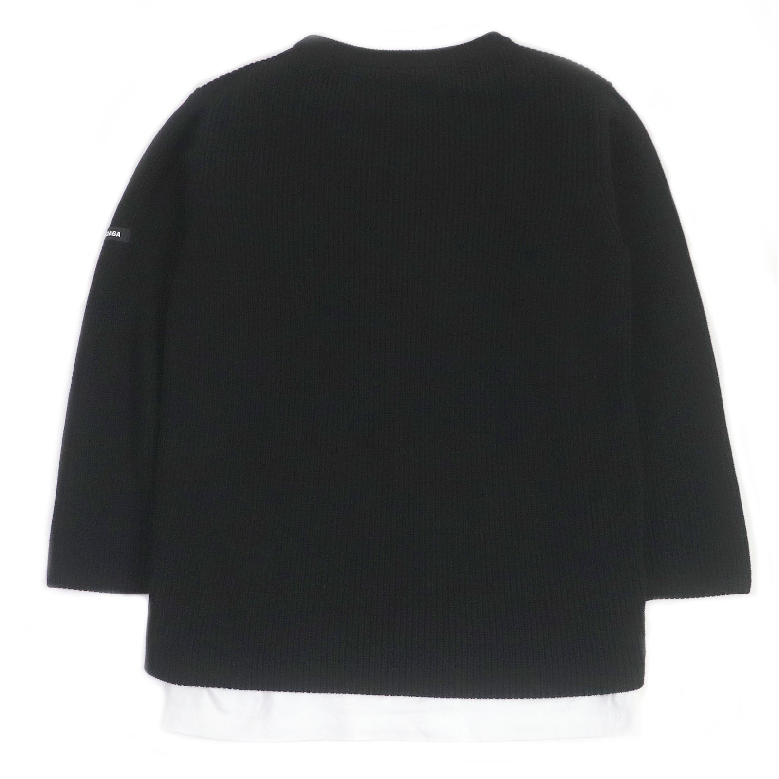 Balenciaga V-neck Cotton Knit Sweater Black L