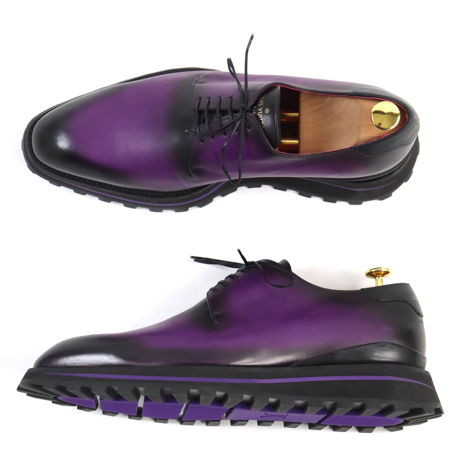 Louis Vuitton Leather Derby Shoes Purple 9