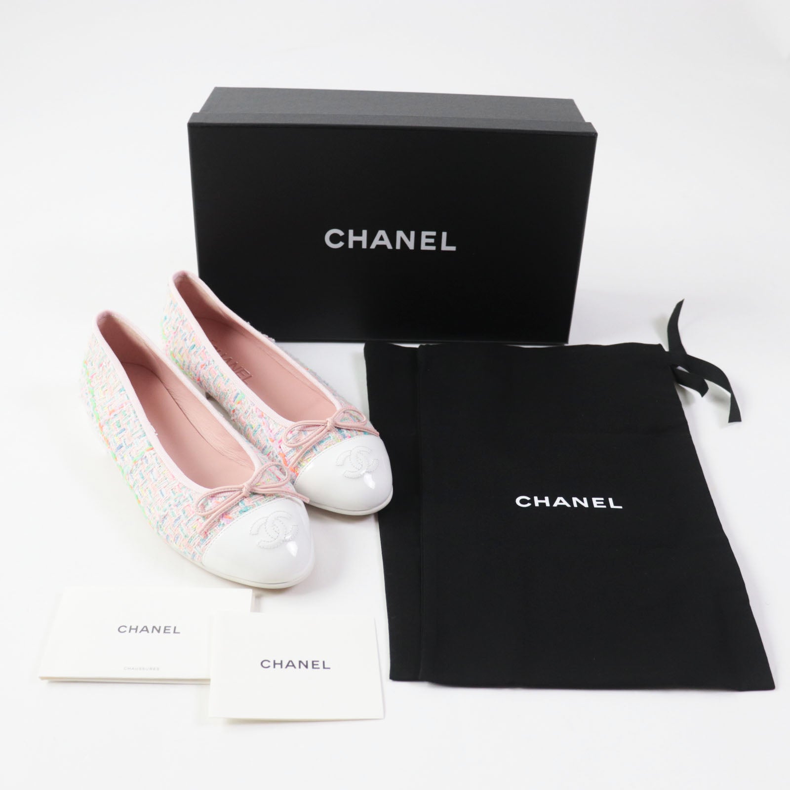 Chanel Ballet Flats Cotton Tweed Calfskin 38