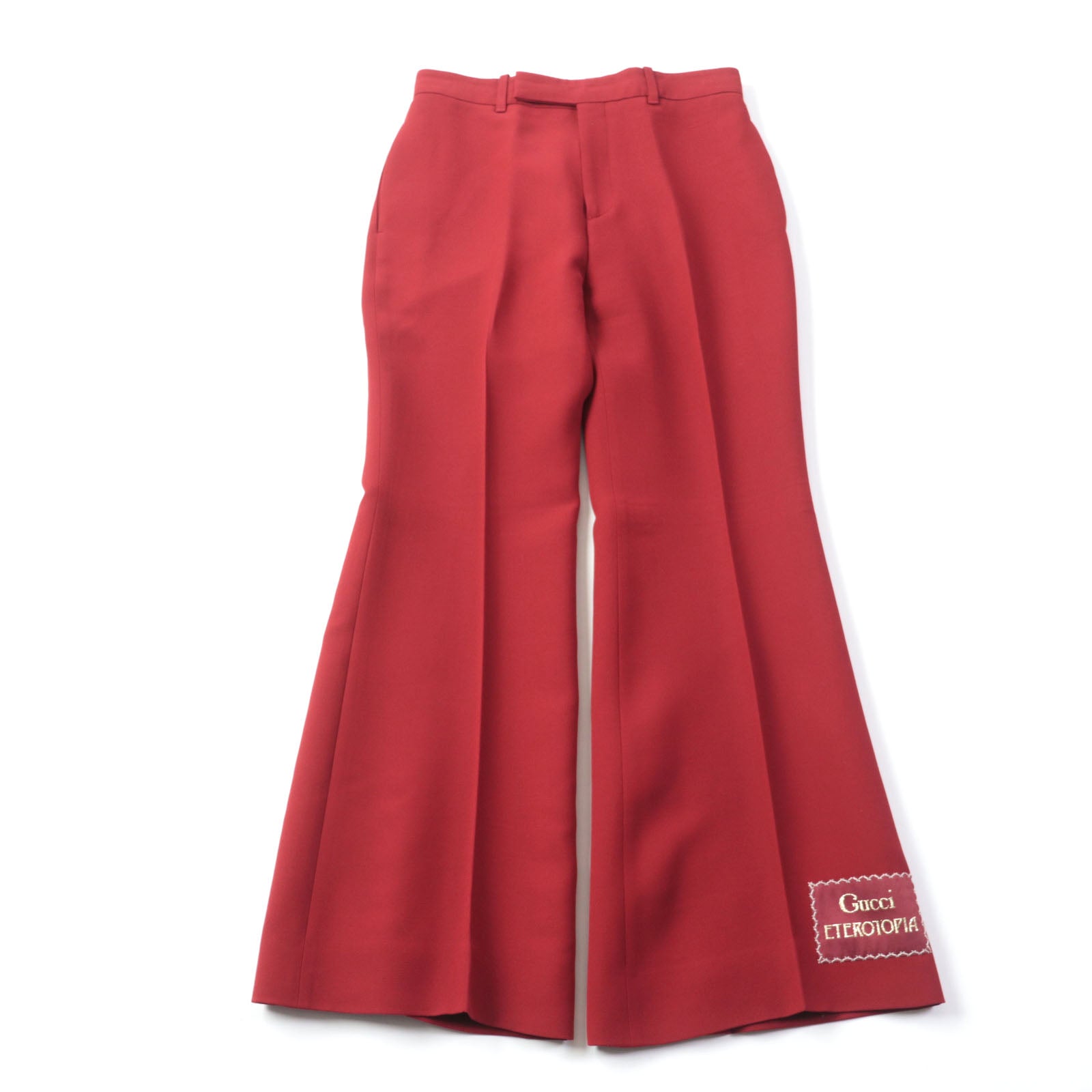 Gucci Silk Wool Flare Long Pants Red 40