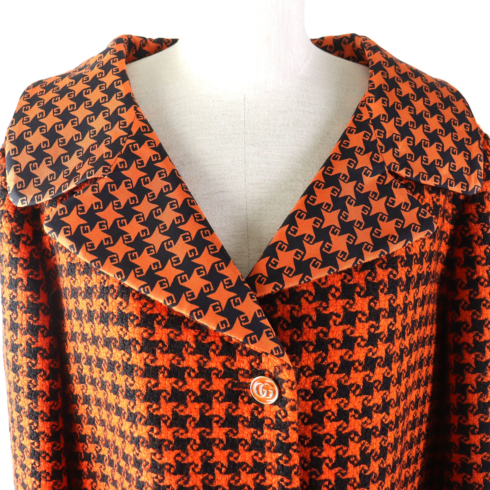 GUCCI Wool Nylon Silk Jacket Orange Black 42