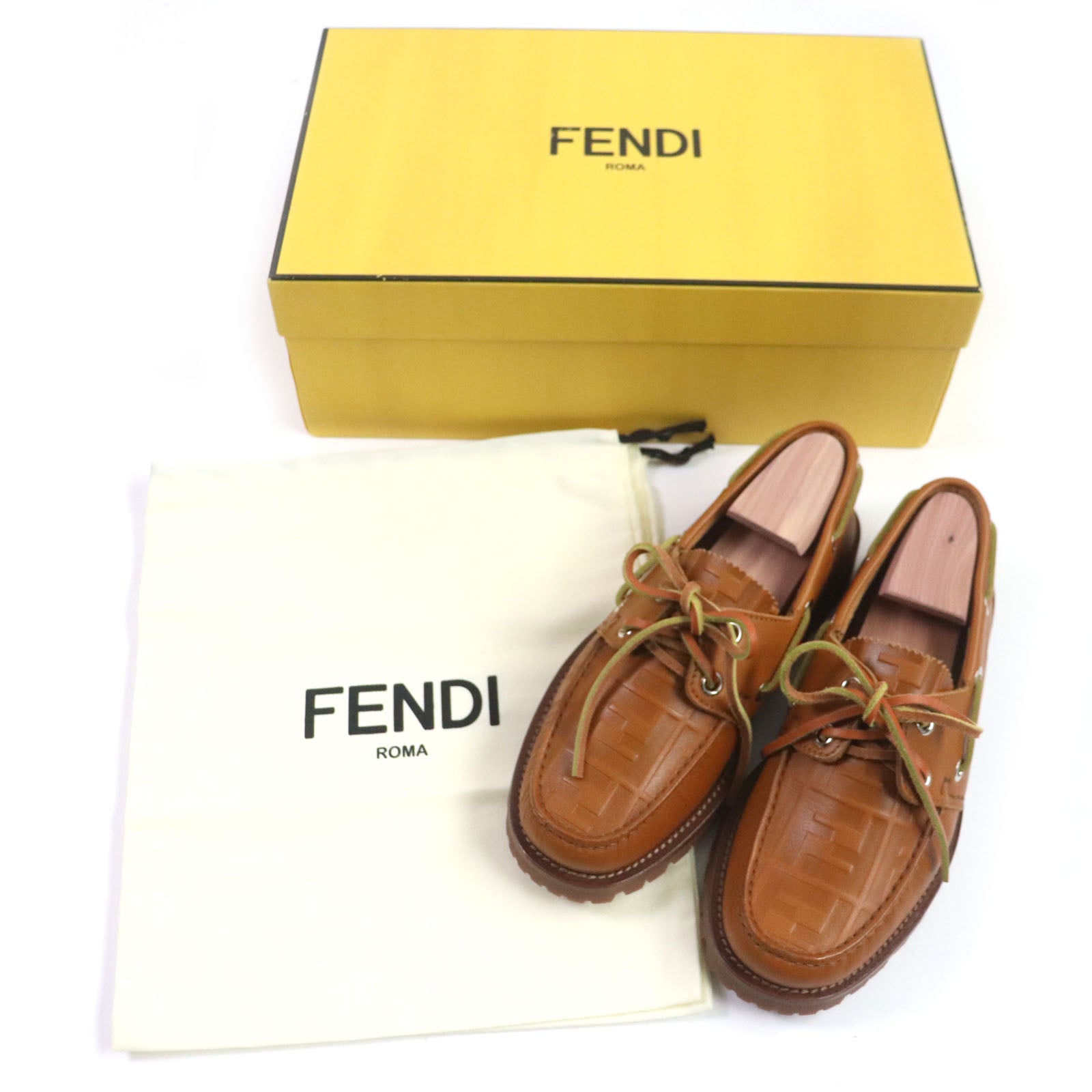 Fendi Zucca Leather Moccasins 7D1407