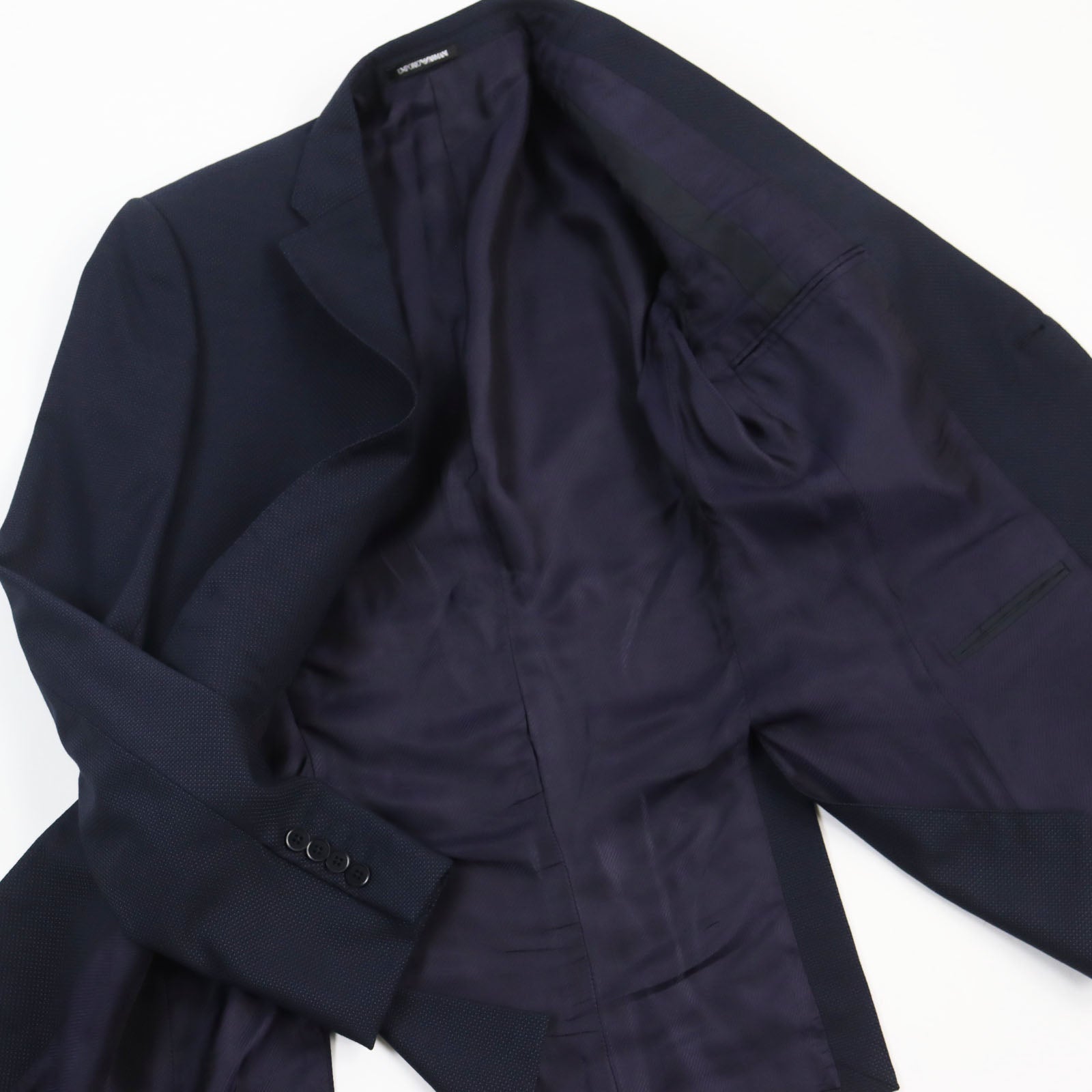 Emporio Armani Wool Silk Tailored Jacket Navy