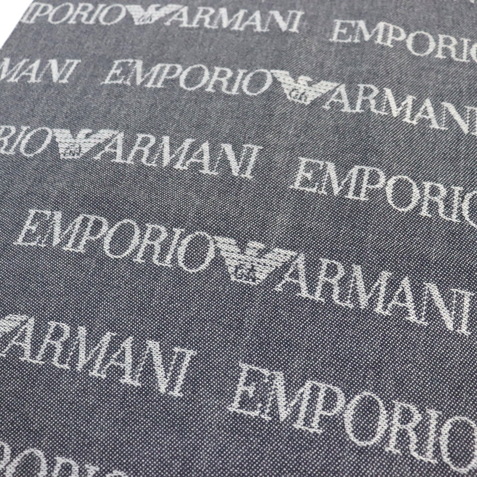 Emporio Armani Wool Poly Logo Scarf Gray