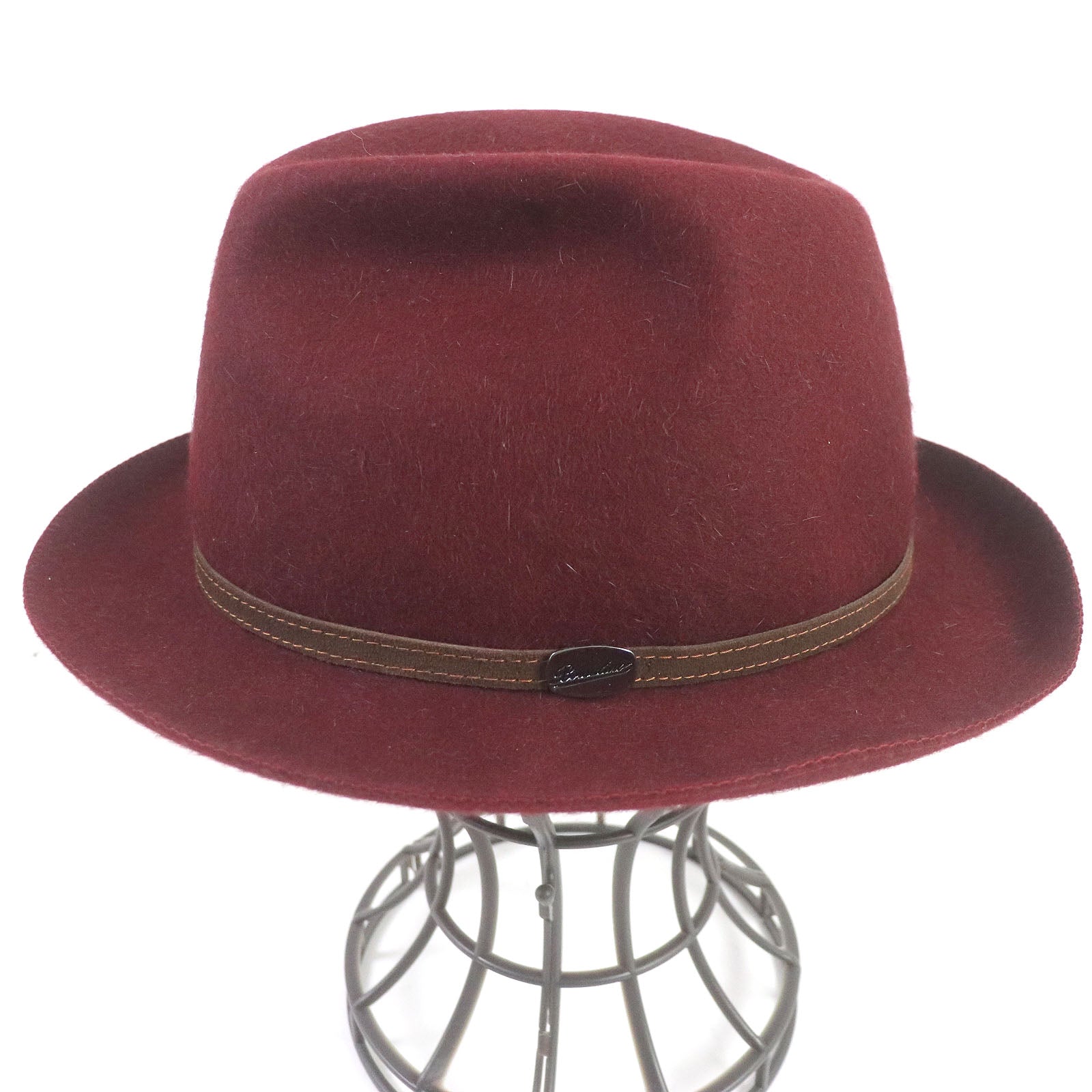 Borsalino Rabbit Felt Fedora Hat Bordeaux