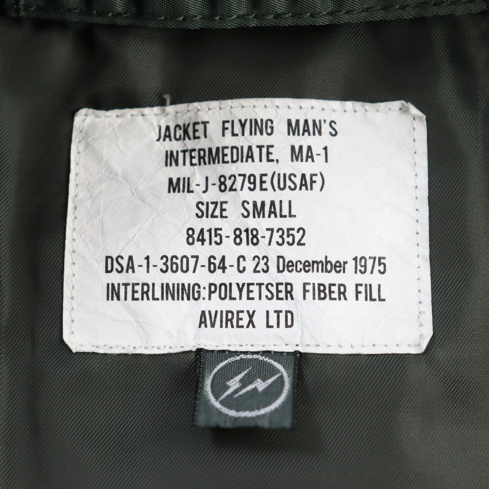 AVIREX Nylon Padded Flight Jacket MA-1 Khaki S