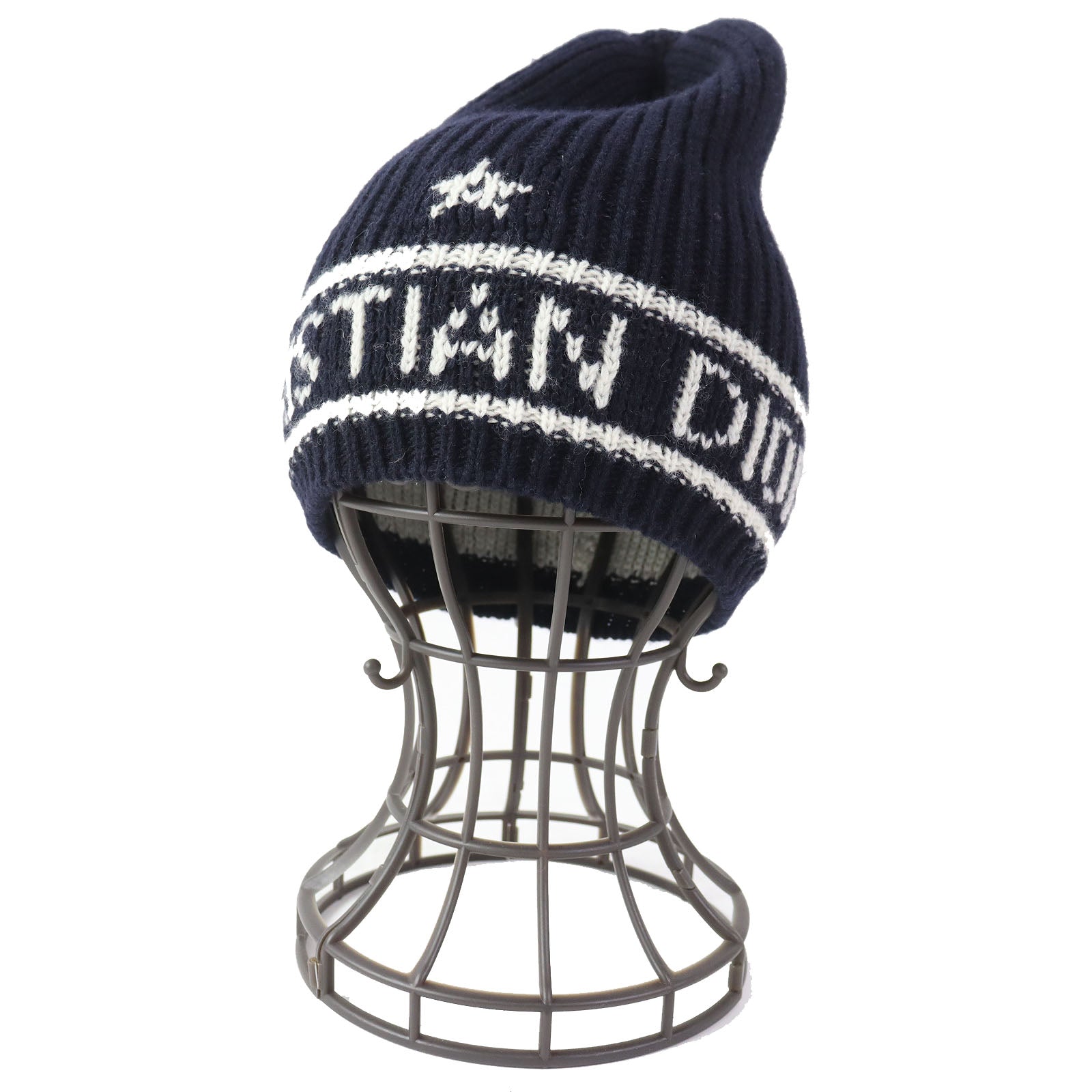 Dior Wool Cashmere Blend Knit Hat Navy