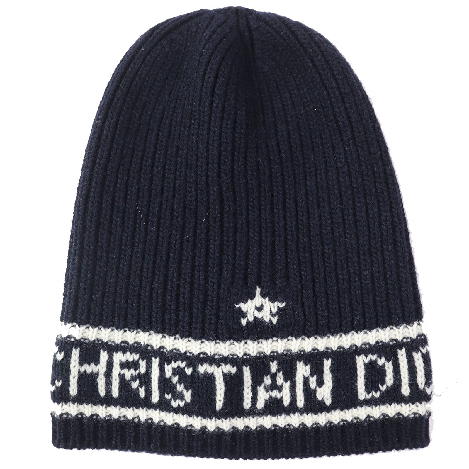 Dior Wool Cashmere Blend Knit Hat Navy