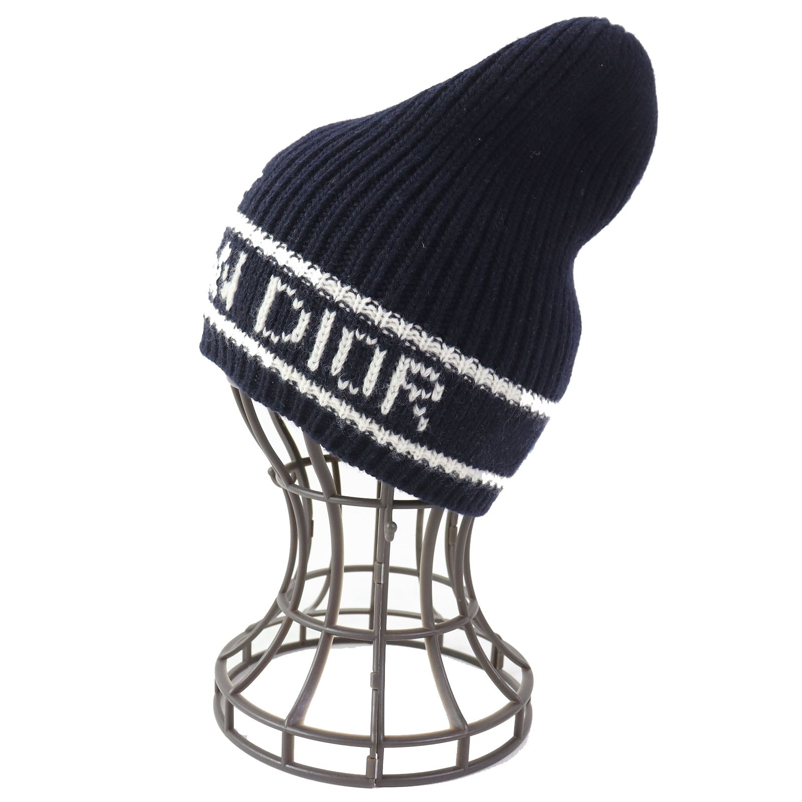 Dior Wool Cashmere Blend Knit Hat Navy