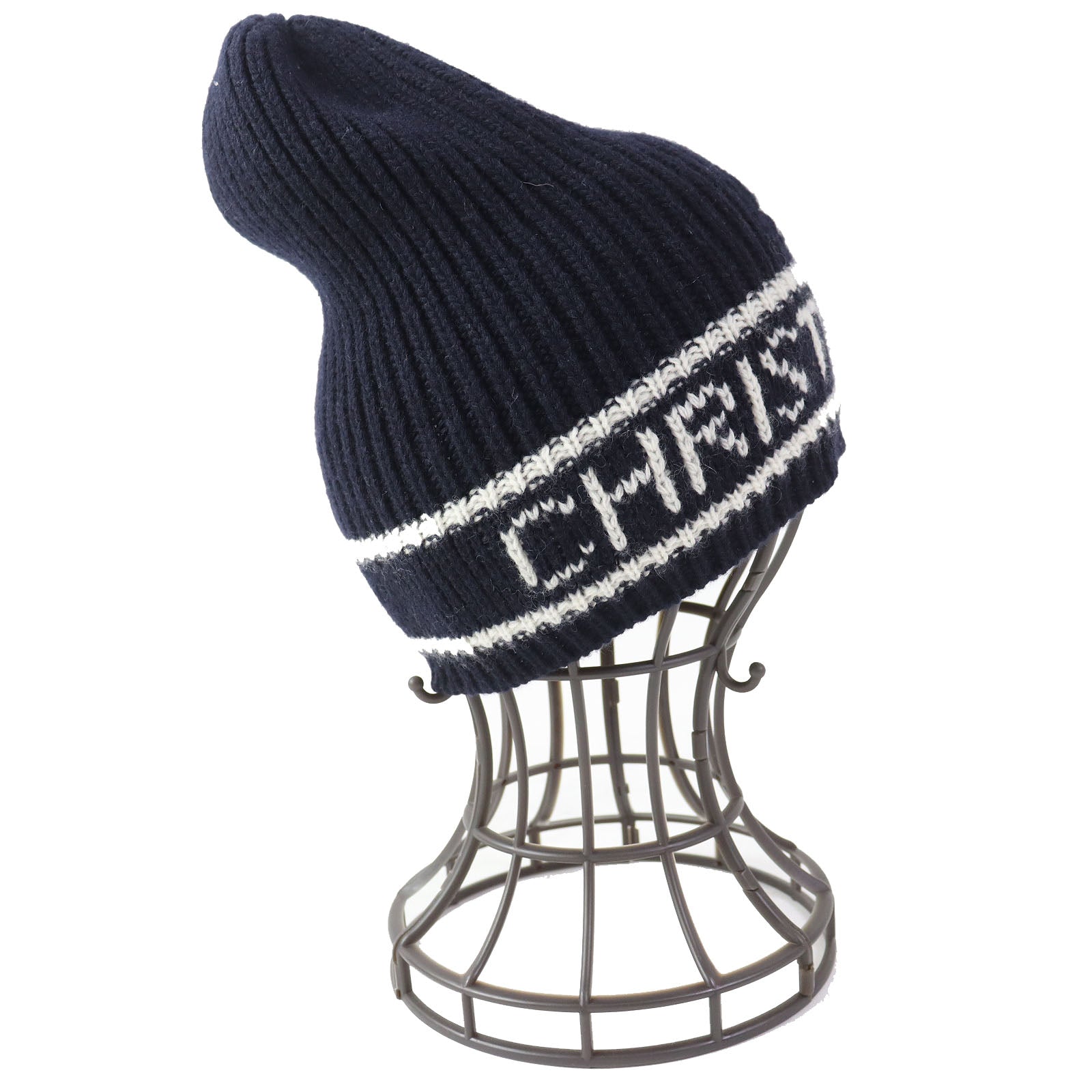 Dior Wool Cashmere Blend Knit Hat Navy