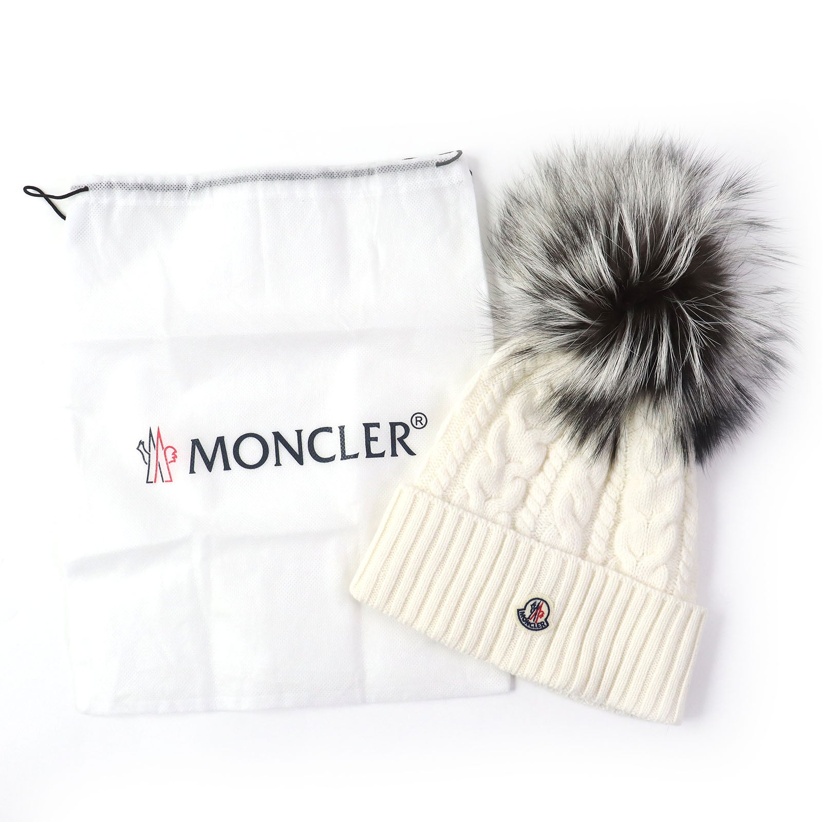 Moncler Wool Cashmere Fox Fur Knit Hat