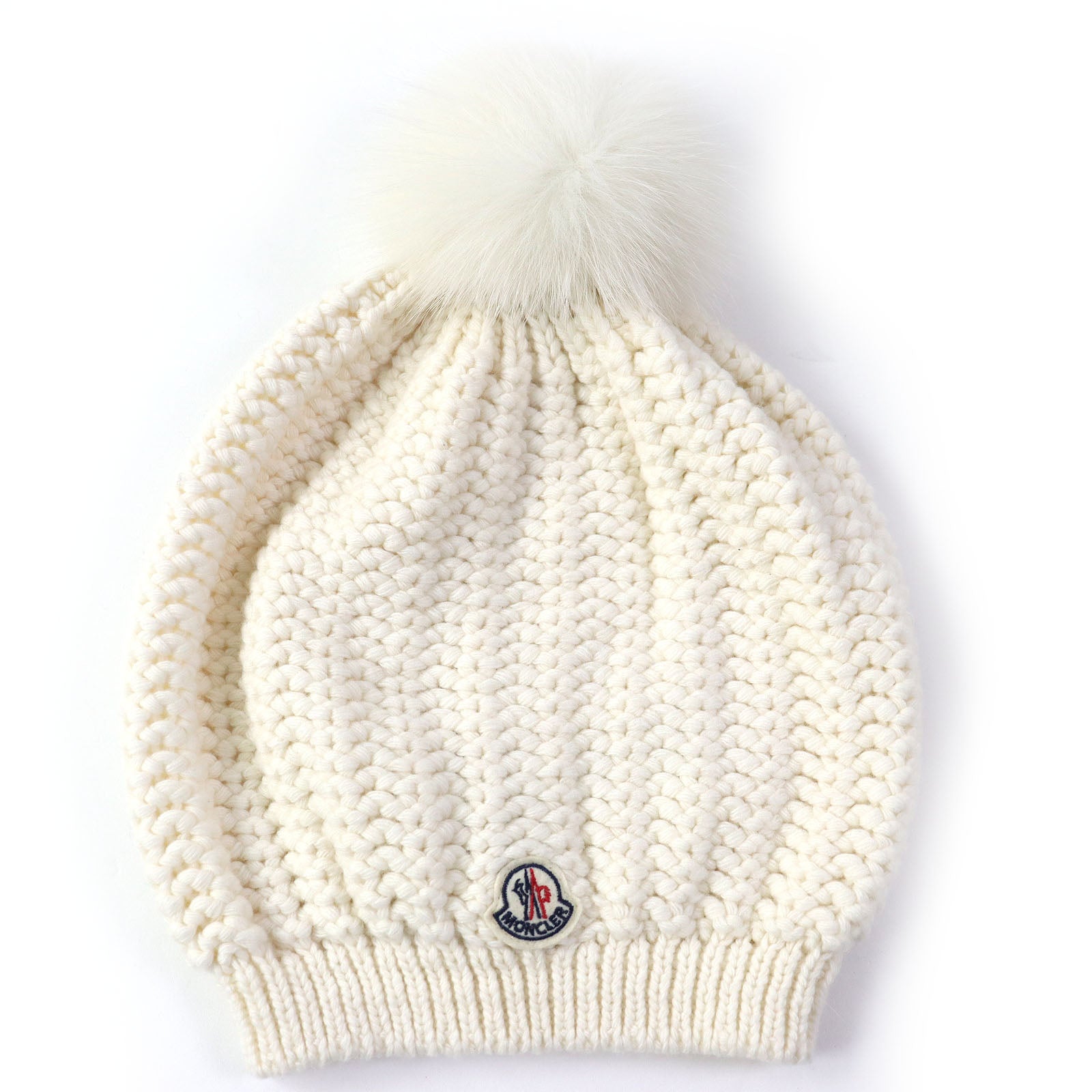 MONCLER BERRETTO Wool Viscose Fox Fur Knit Hat