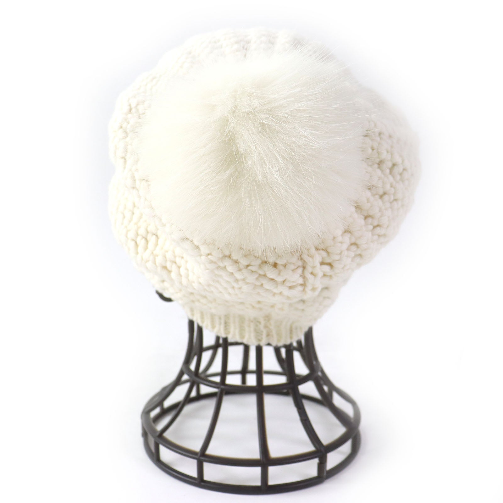 MONCLER BERRETTO Wool Viscose Fox Fur Knit Hat