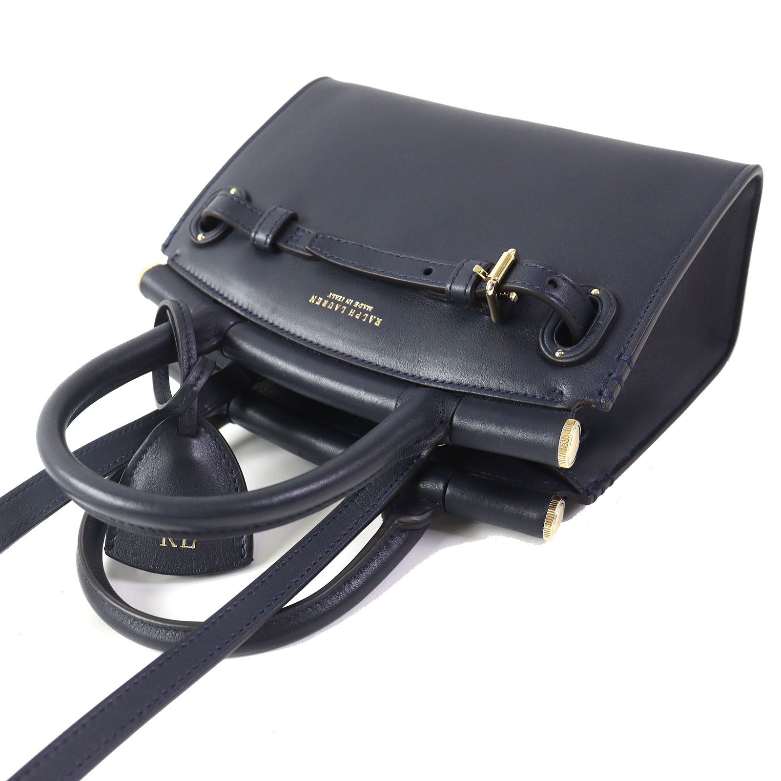 Ralph Lauren Calfskin Mini RL50 Handbag Navy