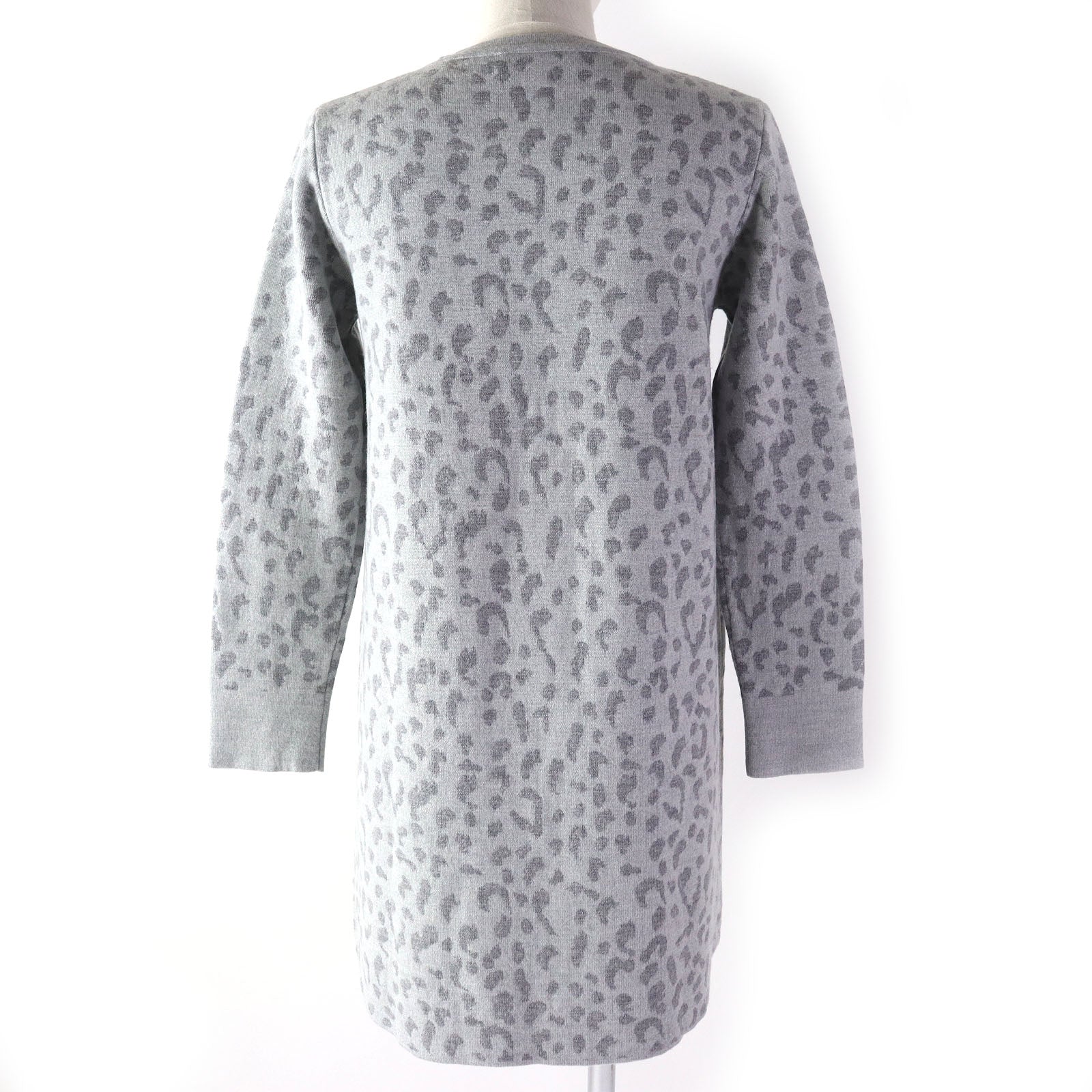 Dior Wool Leopard Logo Knit Dress Gray