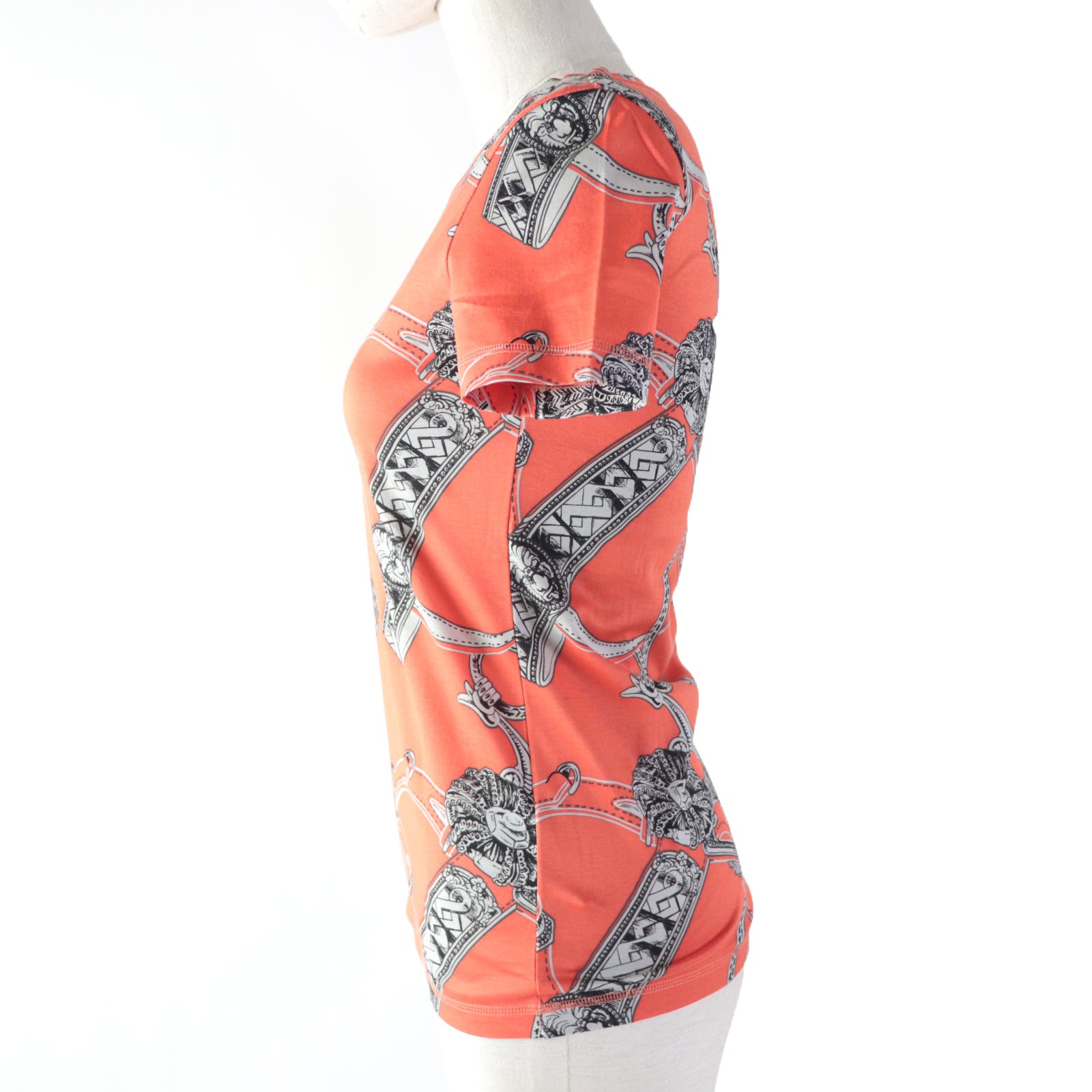 HERMES Cotton Short Sleeve T-shirt Orange 34