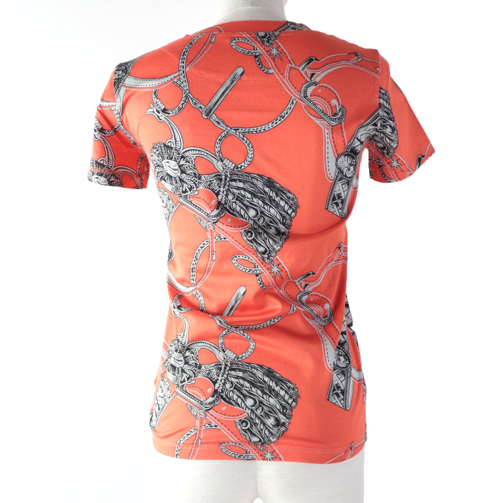 HERMES Cotton Short Sleeve T-shirt Orange 34