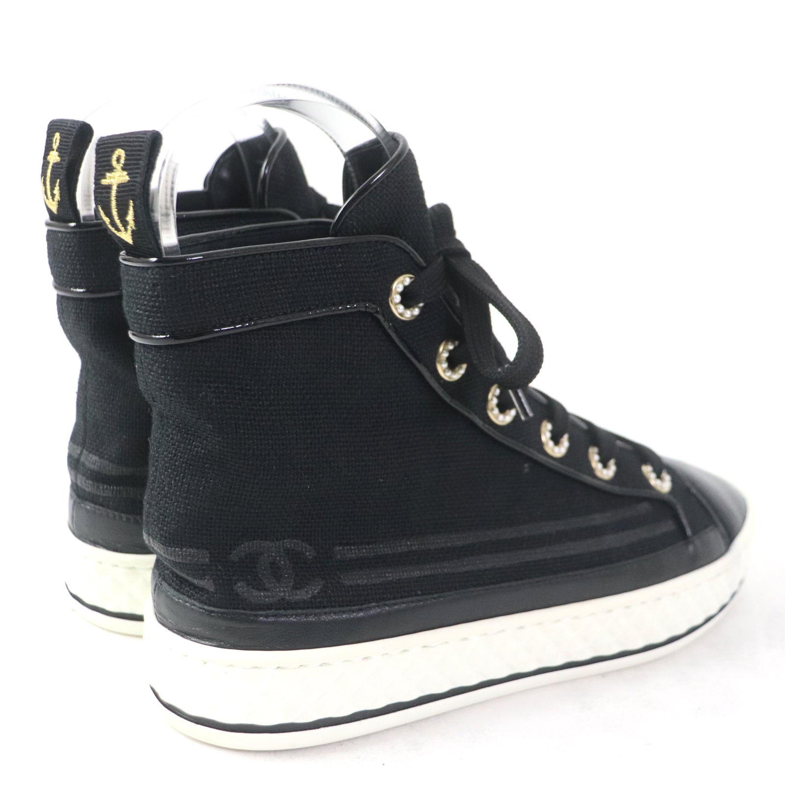 Chanel COCO Mark Canvas Sneakers Black 35