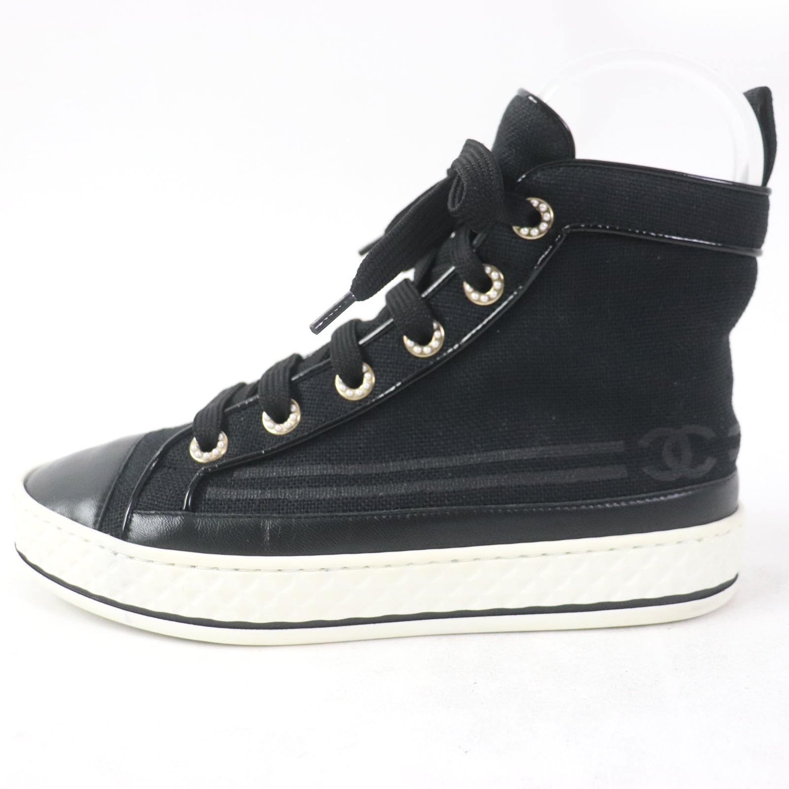 Chanel COCO Mark Canvas Sneakers Black 35