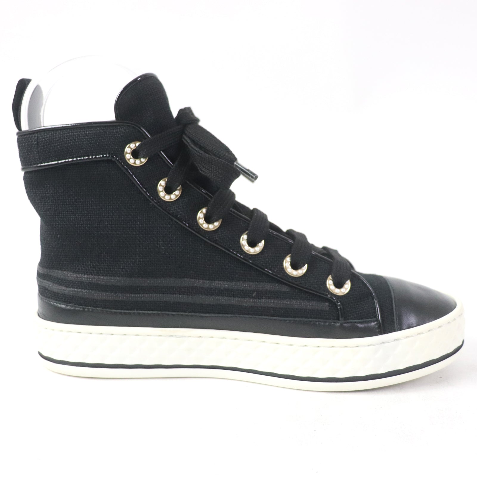 Chanel COCO Mark Canvas Sneakers Black 35