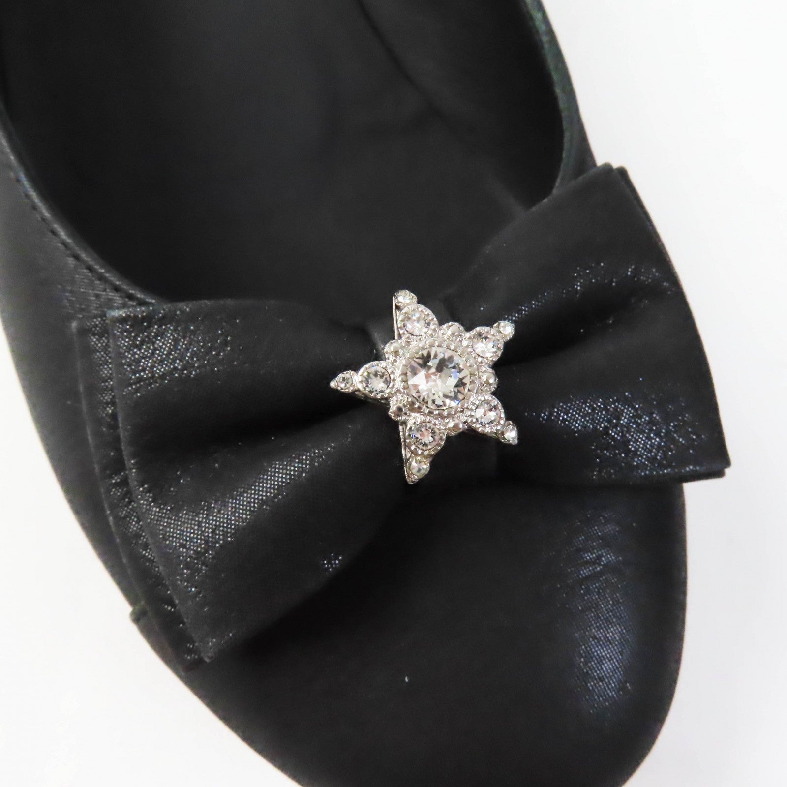 Chanel Star Bejeweled Ribbon Flat Shoes Black