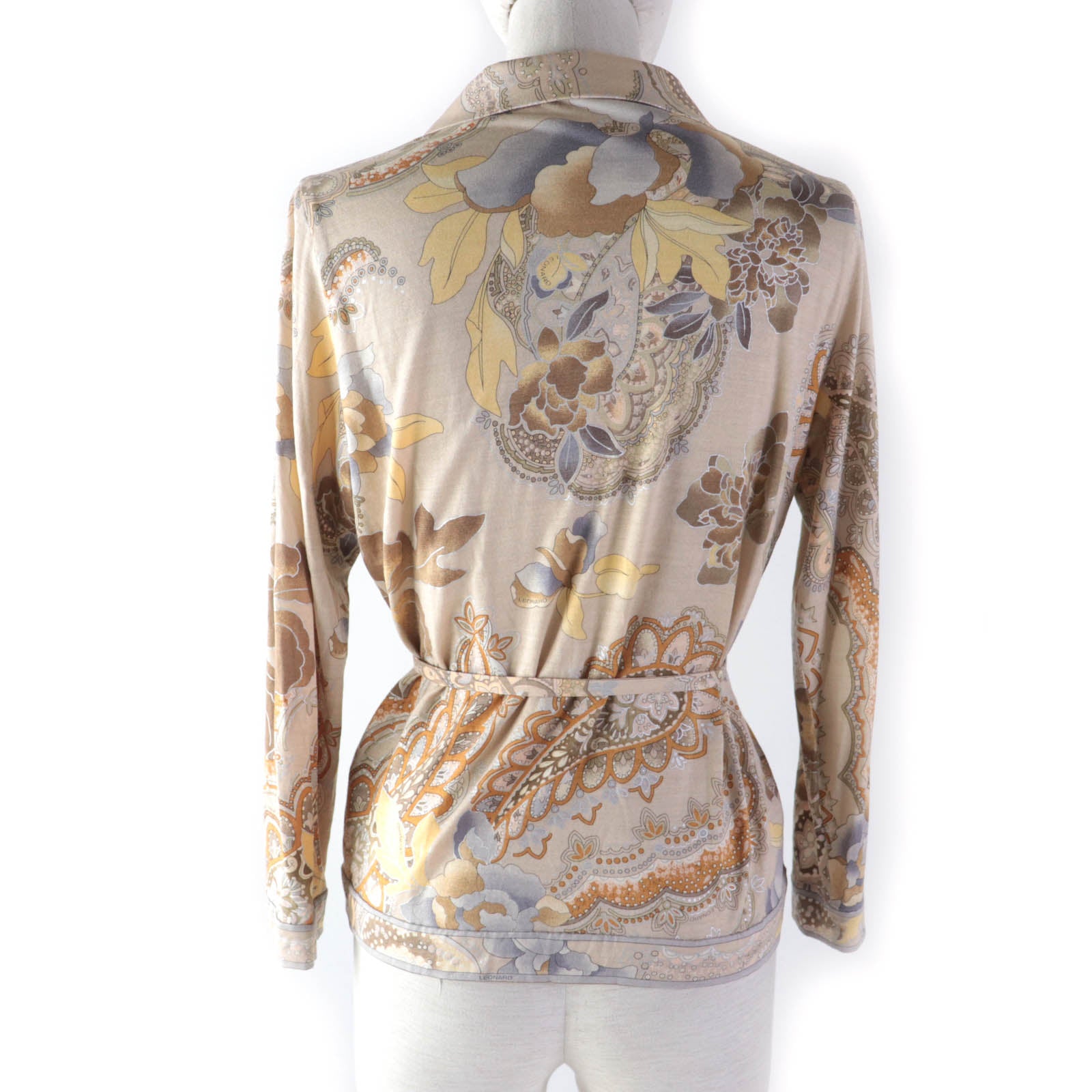 LEONARD FASHION Wool Silk Floral Cardigan L