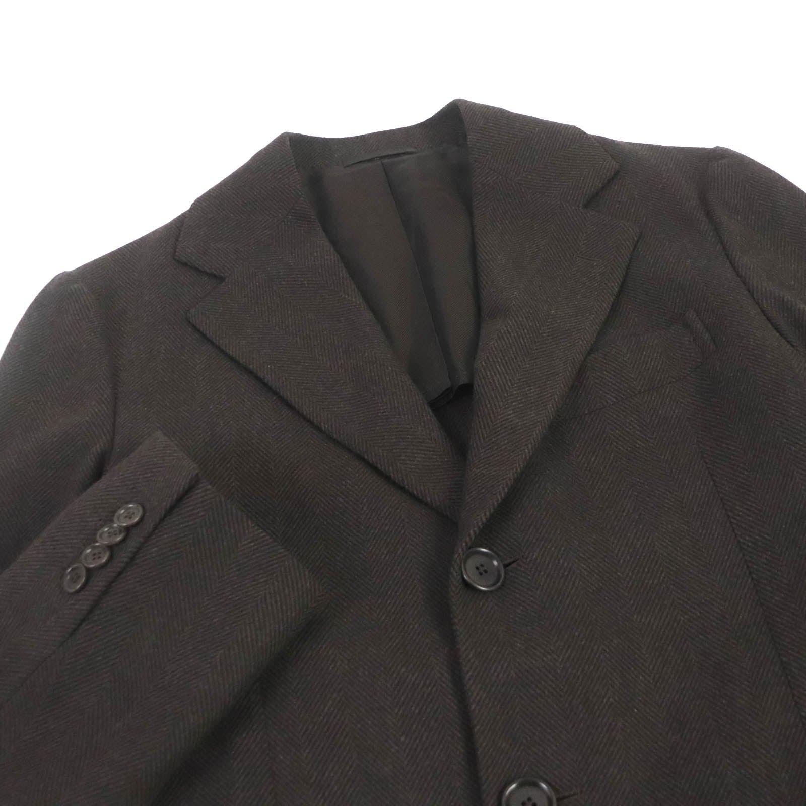 De Petrillo Wool Nylon Herringbone Long Coat Brown 46