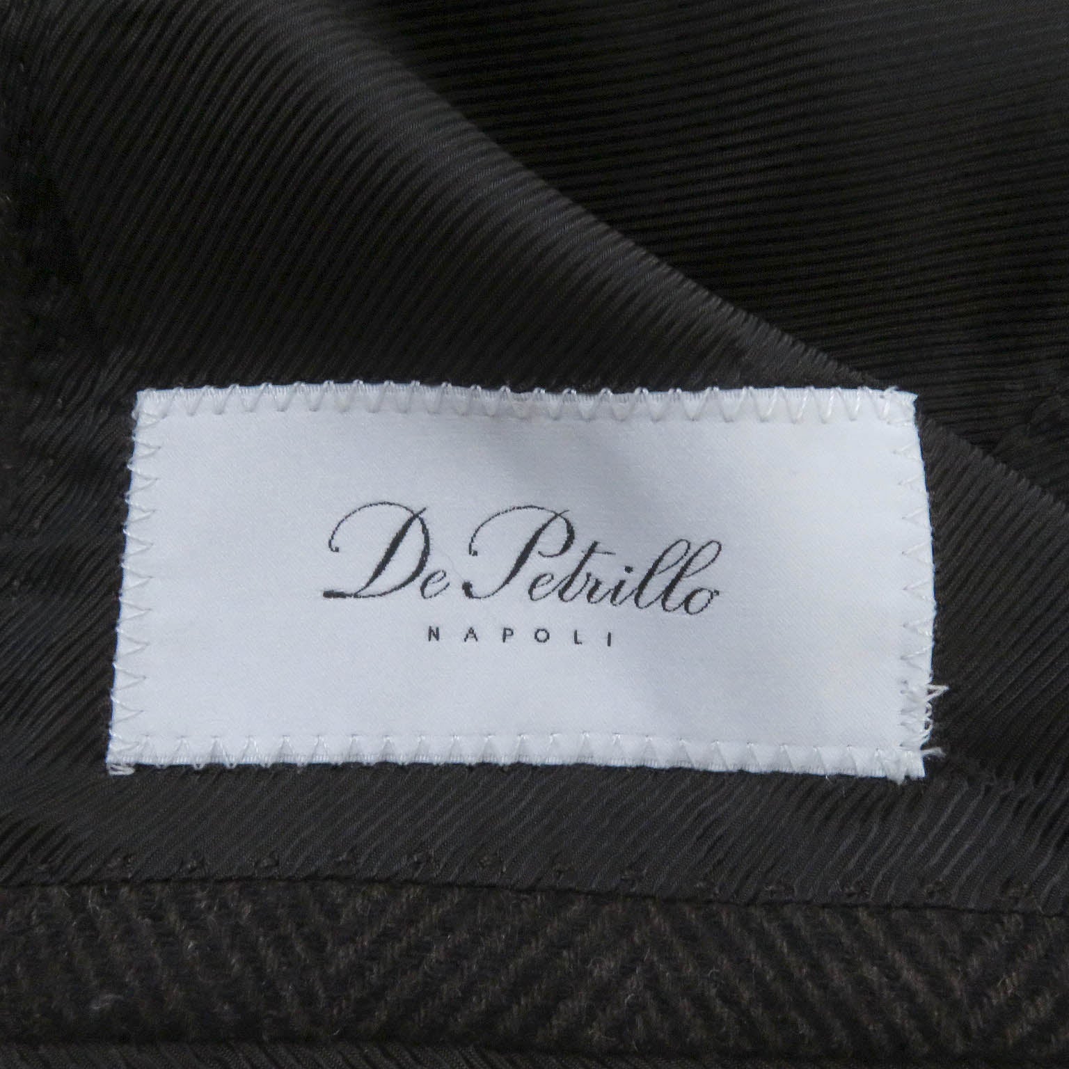 De Petrillo Wool Nylon Herringbone Long Coat Brown 46