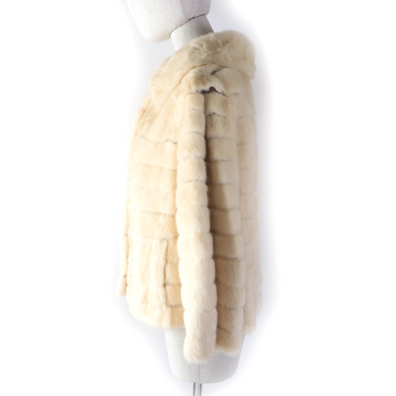 Mink Polyester Short Coat Jacket Ivory Women