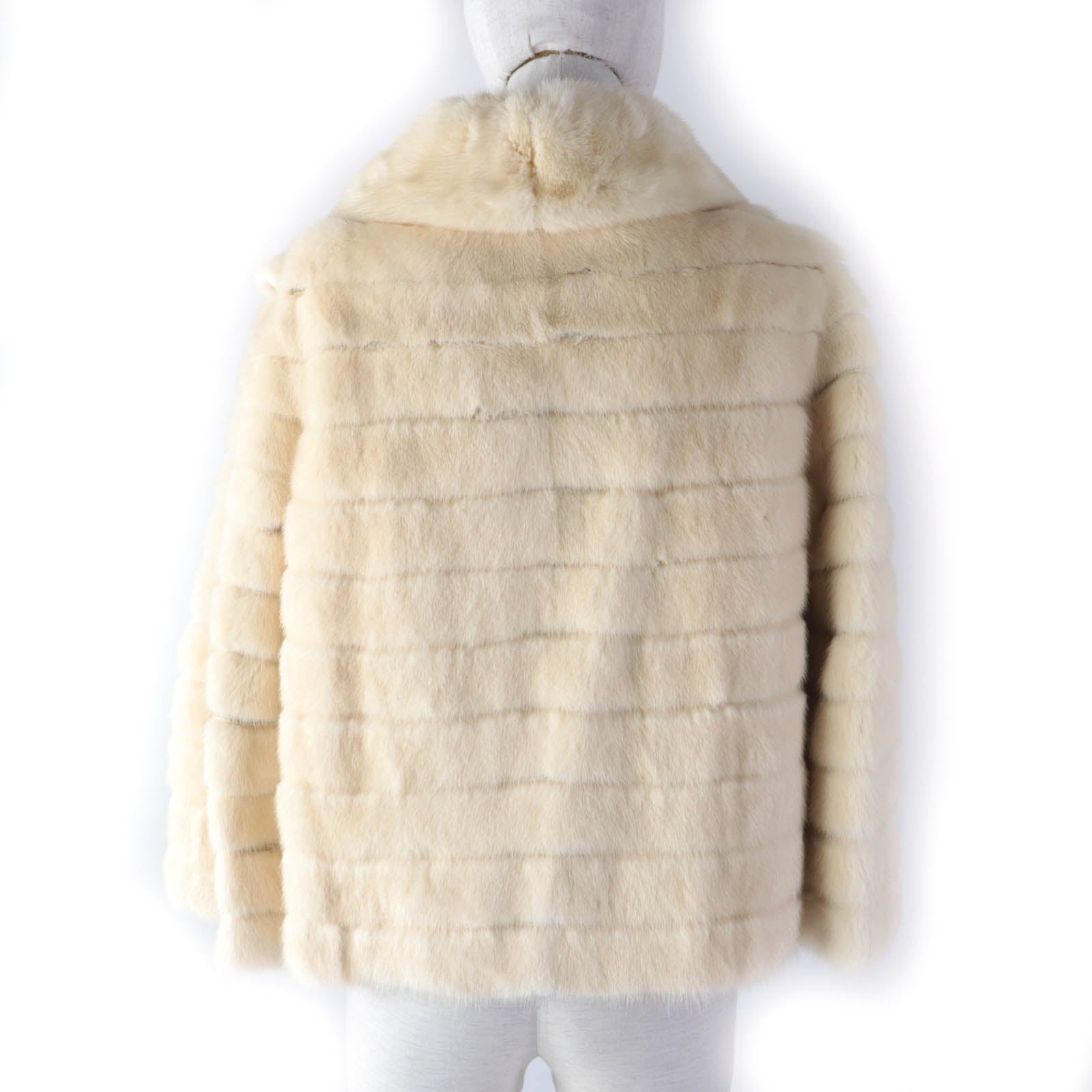 Mink Polyester Short Coat Jacket Ivory Women